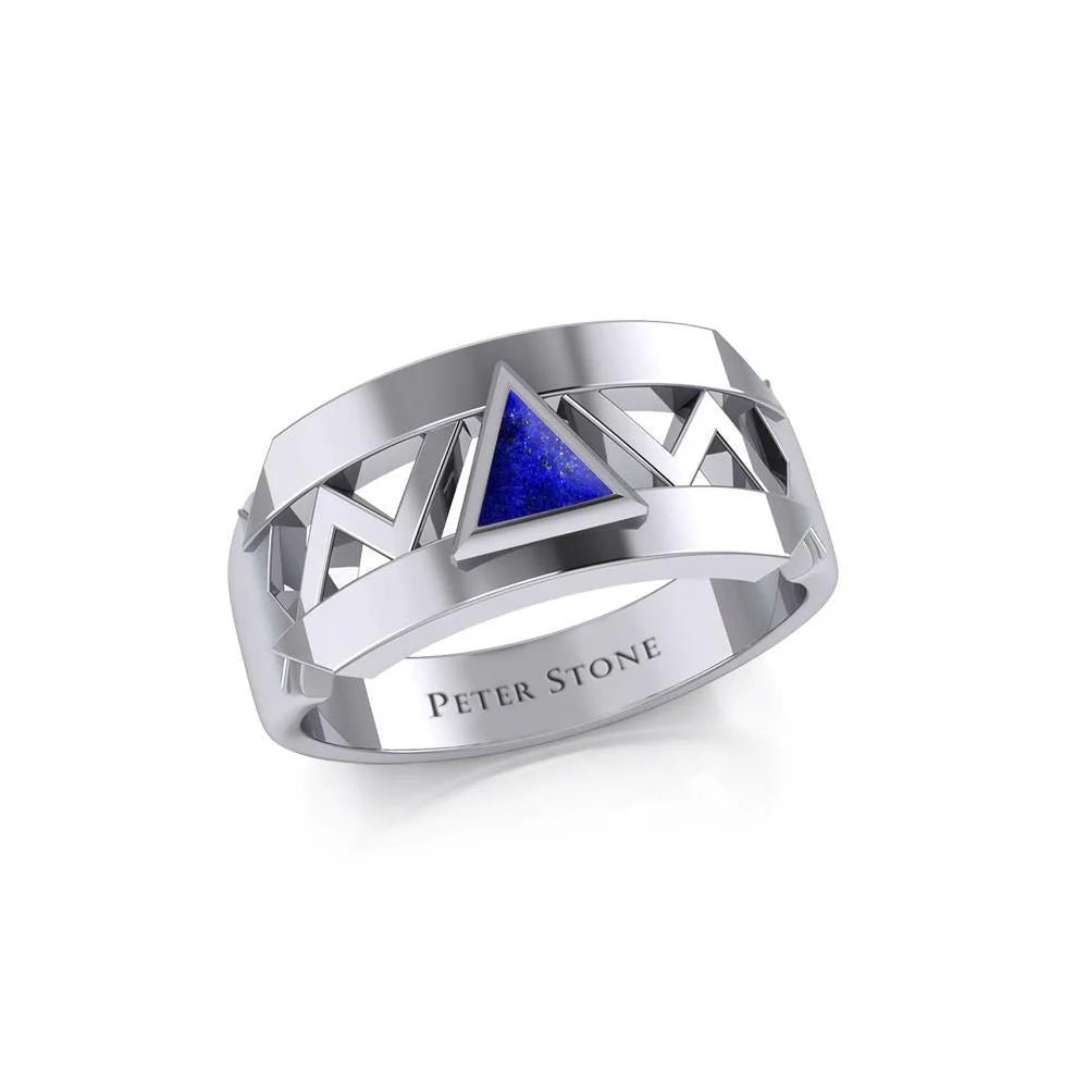 Modern Sterling Silver Ring with Inlaid Recovery Symbol - Elegant Jewelry for Women, Men - Perfect for 12 Step Programs, Sobriety Gifts & Spiritual Healing (TRI1929)