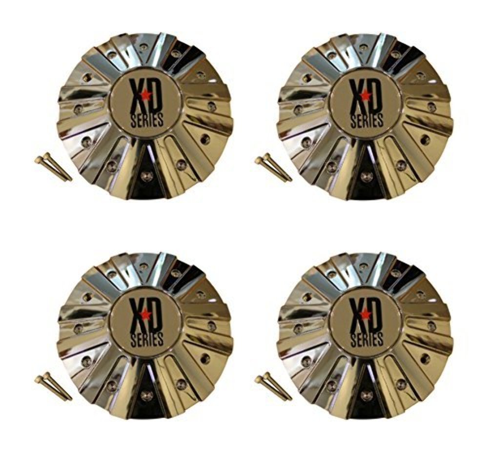 4-Pack KMC XD Series 778 Monster Chrome Wheel Rim Center Caps 846L215 - Perfect for Off-Road Trucks & Jeep Accessories