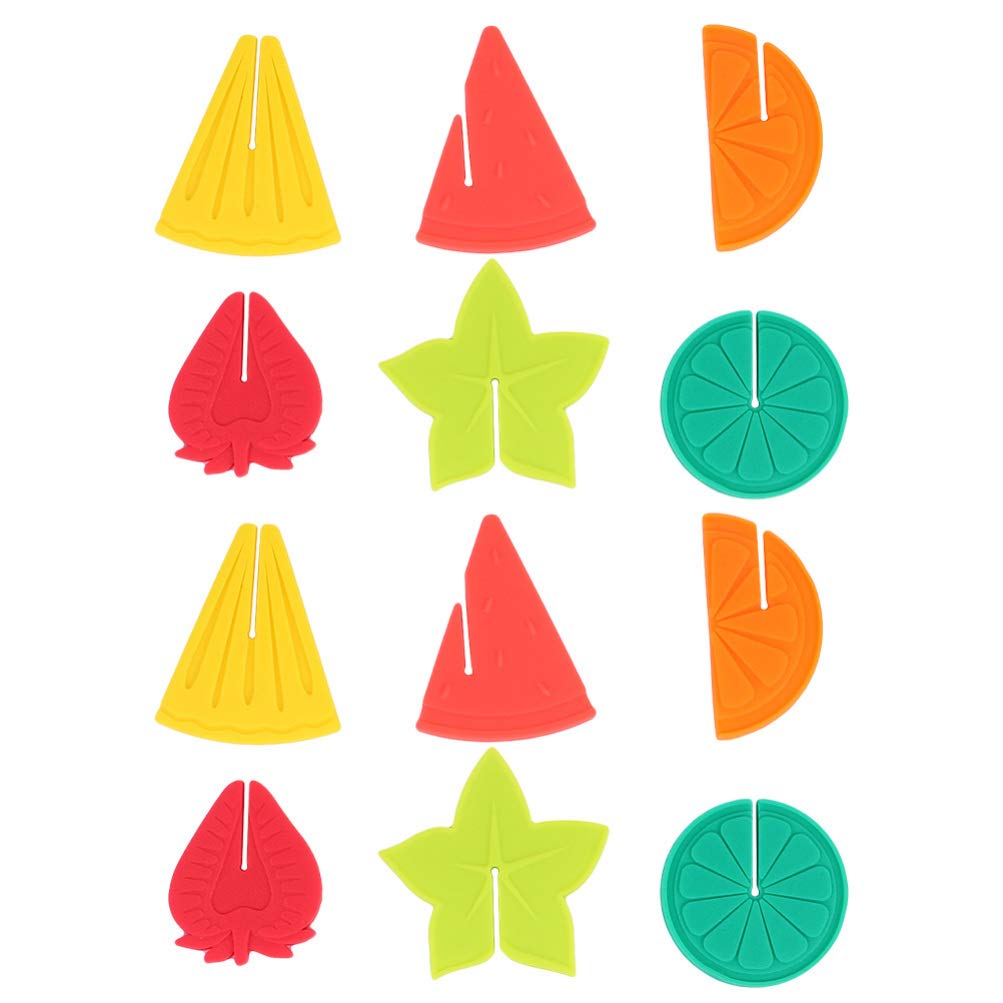 DOITOOL 12pcs Silicone Wine Glass Charms - Fruit Shaped Wine Glass Markers, Tags & Cup Identifiers for Champagne Flutes, Cocktail Glasses - Perfect for Parties, Weddings & Home Decor