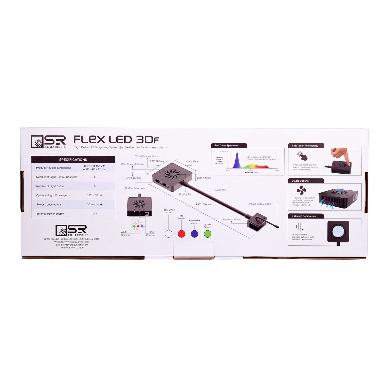 SR Aquaristik FLEX LED 30F - High Performance Aquarium Lighting for Coral Growth & Marine Tanks | Perfect for Reef Tanks, Saltwater Aquariums & Aquatic Plant Growth