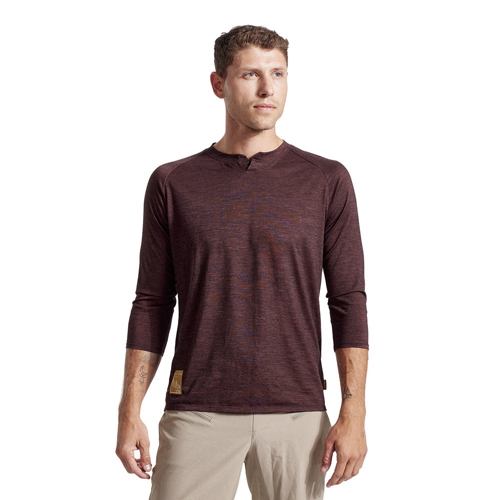 Men's Canyon Merino Wool 3/4 Sleeve Jersey Shirt - Lightweight & Breathable for Hiking, Travel & Outdoor Adventures