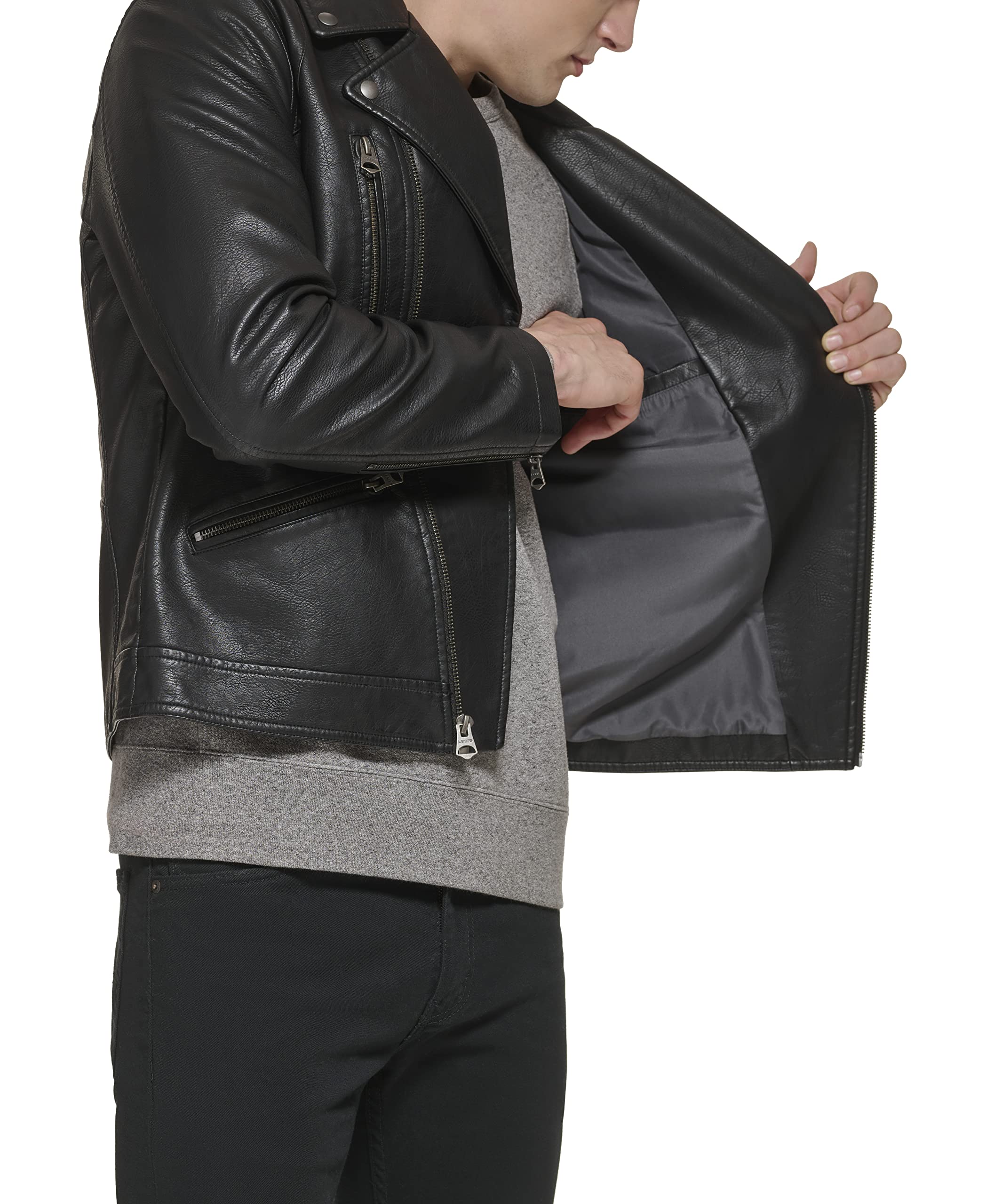 Levi's Men's Faux Leather Motorcycle Jacket - Stylish Biker Jacket for Men, Durable Vegan Leather, Perfect for Riding & Casual Wear | Motorcycle Gear, Urban Fashion, Cool Outerwear