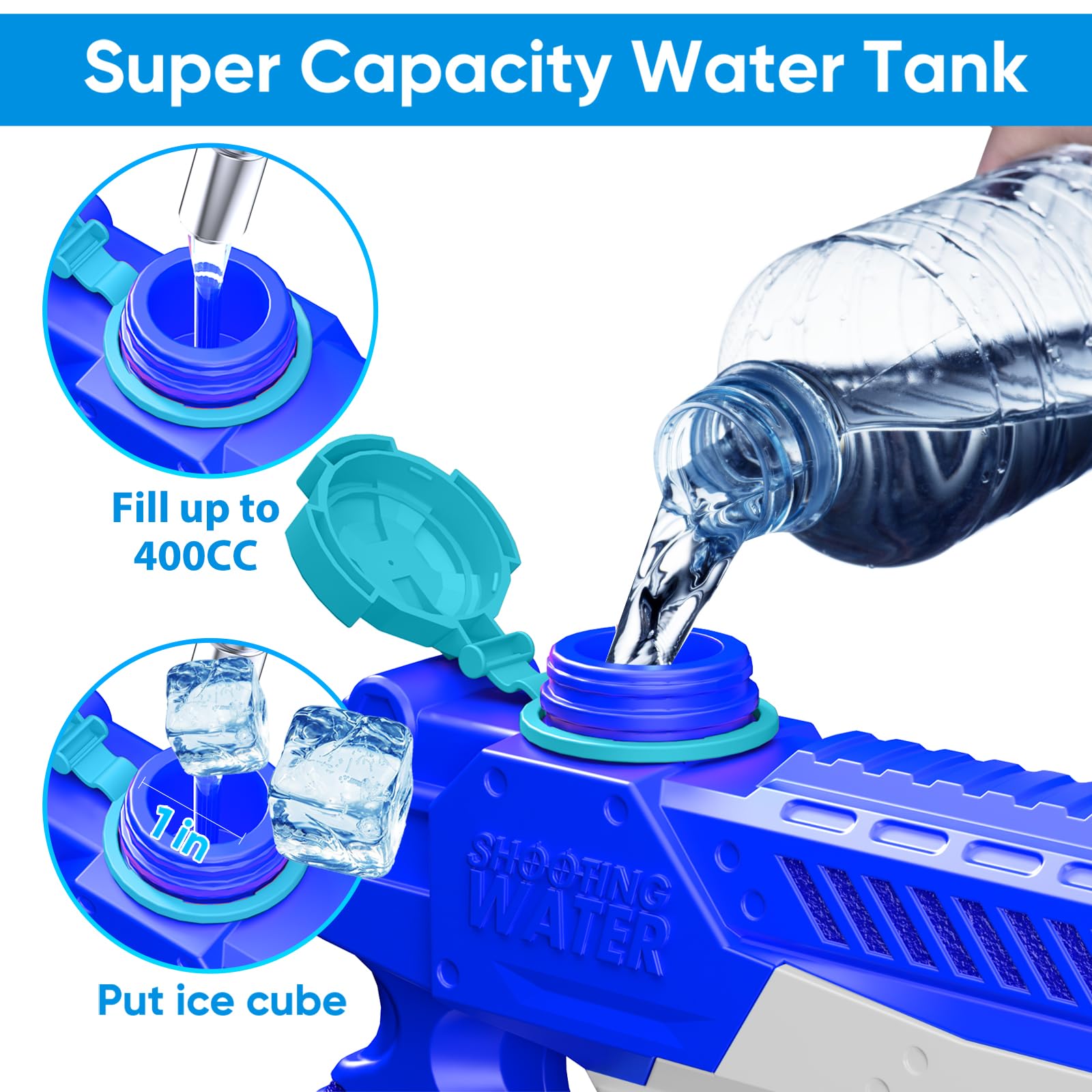 **4 Pack 400CC High Capacity Water Guns for Kids & Adults - 40ft Long Range Super Soaker Squirt Toys, Perfect for Pool, Beach, Backyard & Outdoor Summer Fun - Best Gifts for Boys & Girls**