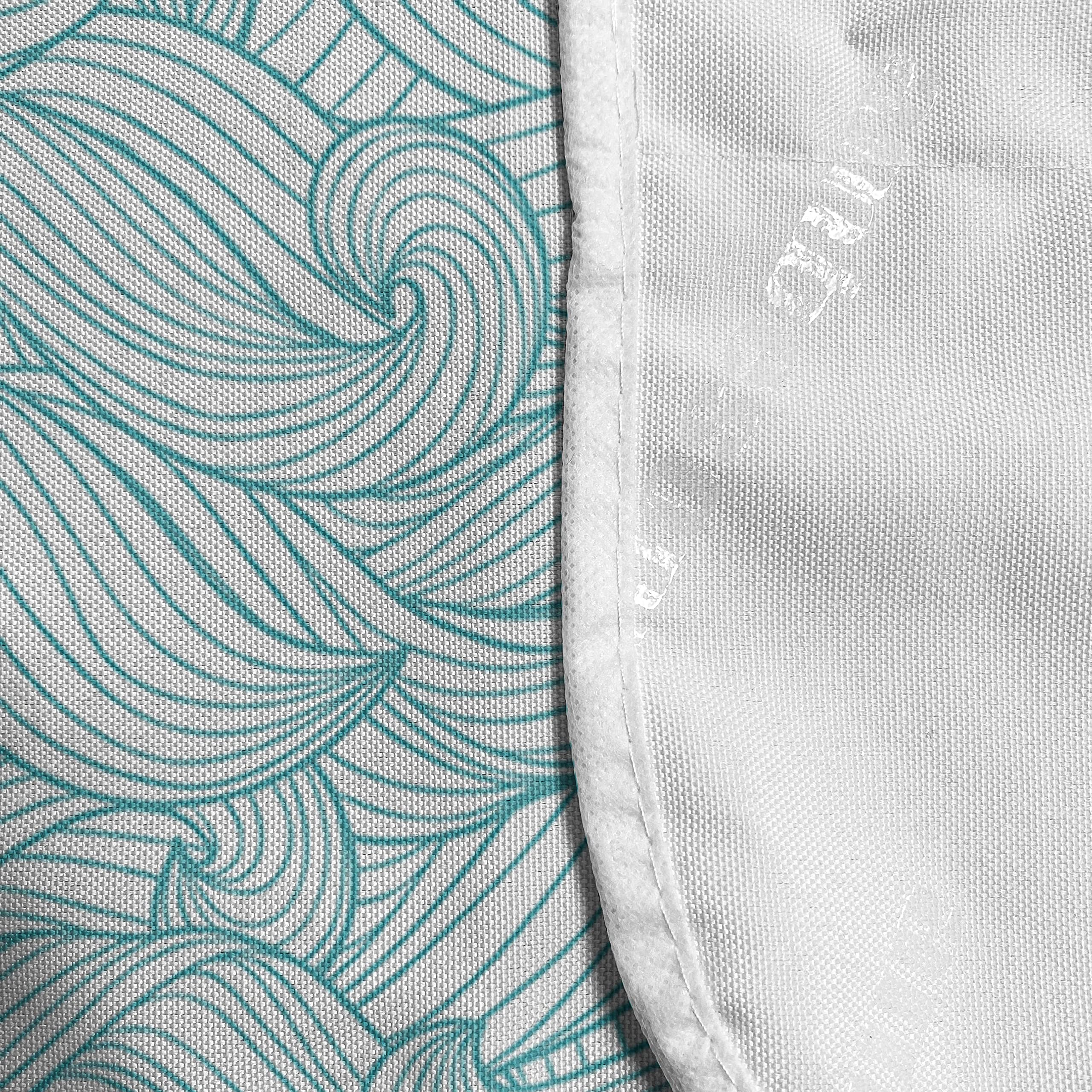 Lunarable Turquoise Microwave Oven Cover - Abstract Wave & Cloud Design, Waterproof Kitchen Organizer with Pockets, 36x12 Inches, Almond Green & White | Modern Art Style for Microwave Protection & Kitchen Decor