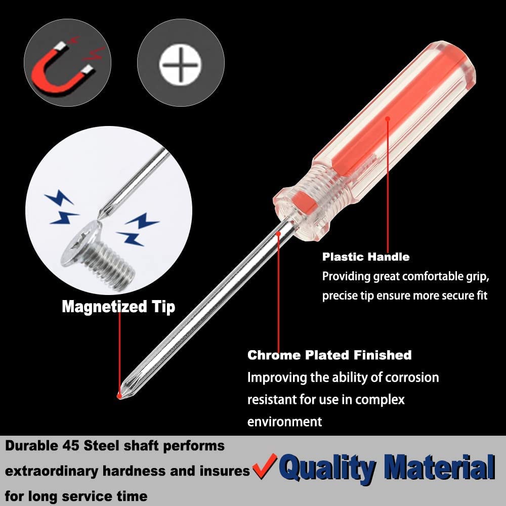 Utoolmart Phillips Screwdriver - 6mm Magnetic Cross Head Tip, 38mm 45# Steel Shaft with 47mm Ergonomic Plastic Handle - Perfect for Home Repair, DIY Projects & Craft Work (1 Piece)