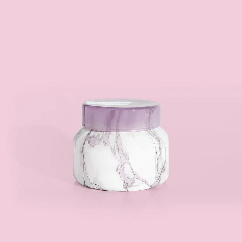 Capri Blue 8 oz Marble Petite Jar Candle in Amethyst - Aloha Orchid Scented Candle for Home, Spa & Relaxation - Aromatherapy Gift for Women & Men