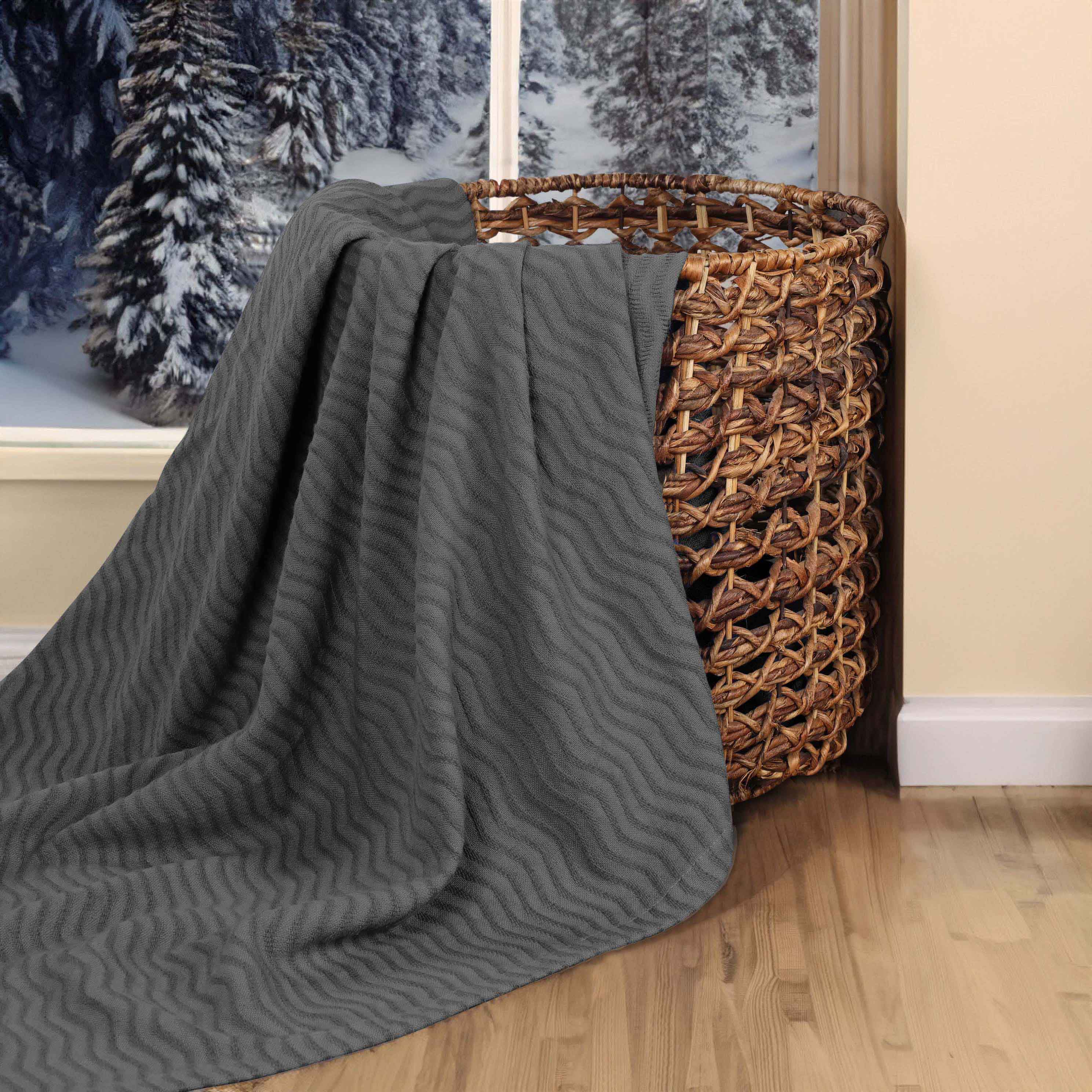 Jena Cotton Textured Chevron Lightweight Woven Blanket - Soft & Breathable Throw for Sofa, Bed & Outdoor Use - Cozy Home Decor & Picnic Essential
