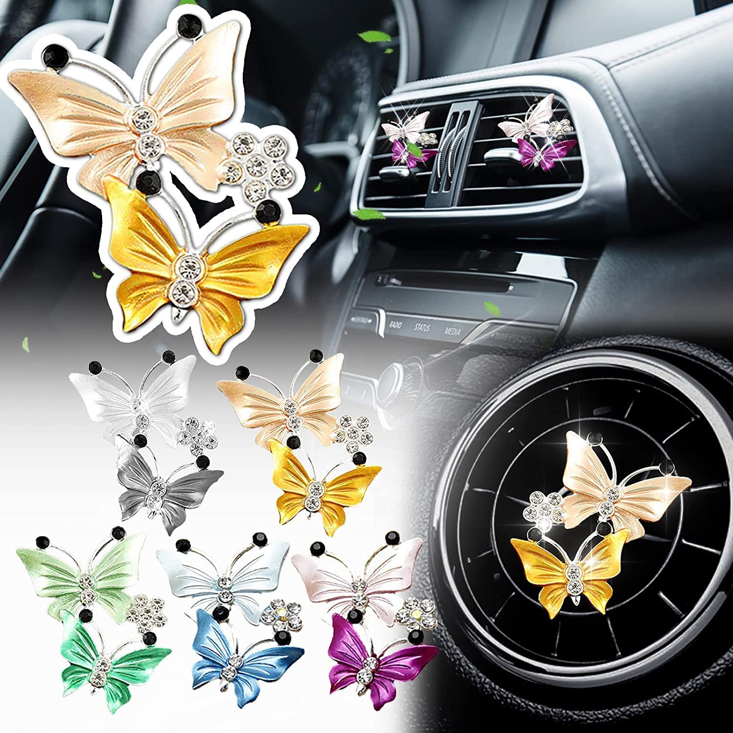 1Pc Creative Butterfly Car Perfume Clip - Aromatherapy Love Heart Air Vent Clip for Fresh Car Interior, Office, and Home Use