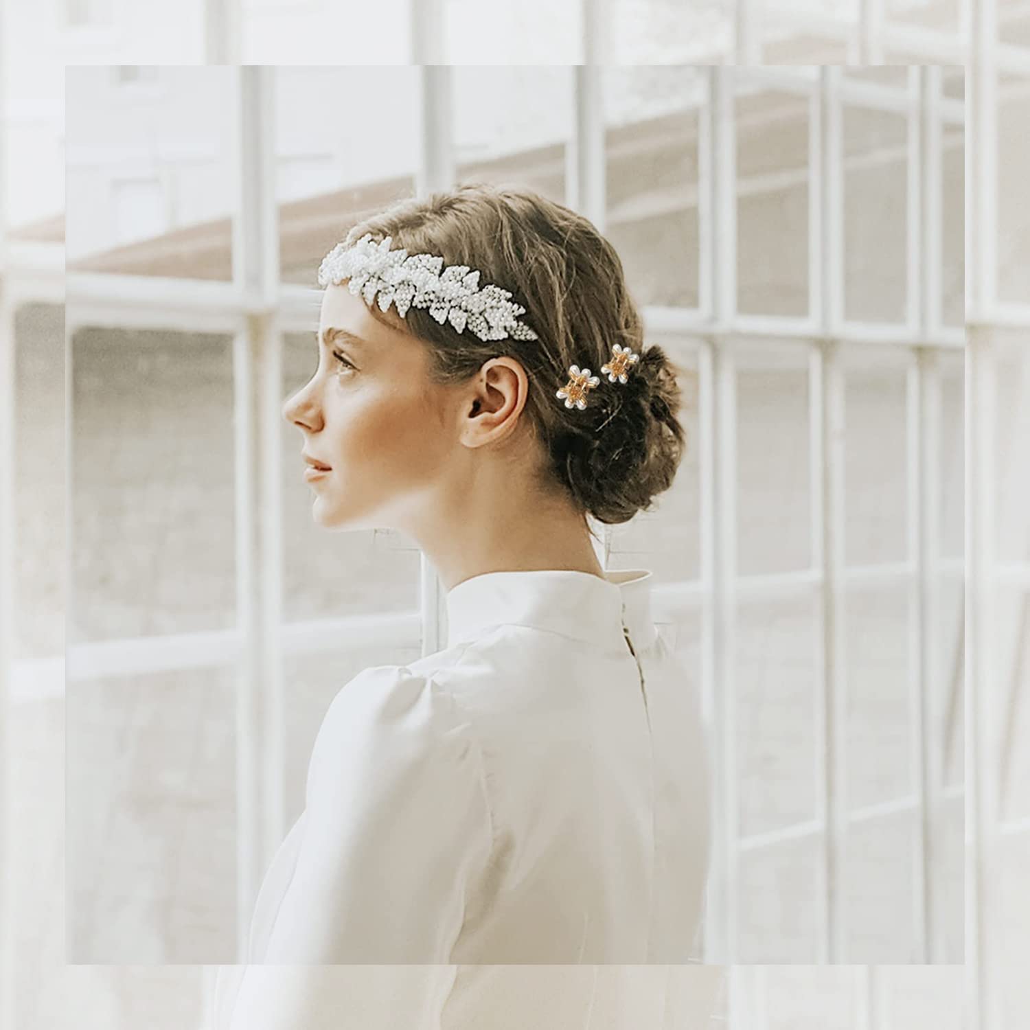HAPPYMATES 10pcs Daisy Floral Metal Pearl Hair Clips - Mini Pearl Claw Clips, Sweet Artificial Flower Hair Clips for Women & Girls - Perfect for Weddings, Parties & Everyday Styling