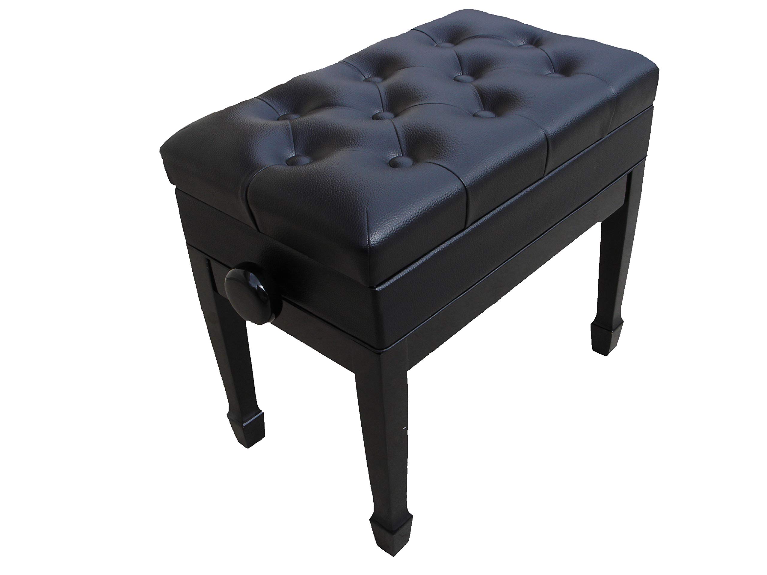 Adjustable Piano Bench Stool for Artists - Ebony Wood with Music Storage - Perfect for Home, Studio & Music Practice