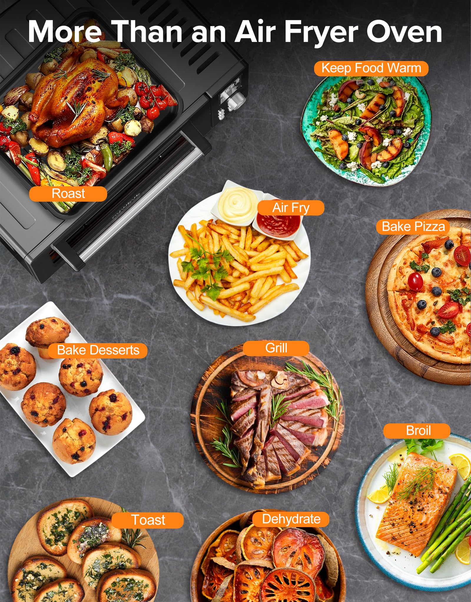 Nuwave Bravo Pro Smart Air Fryer Toaster Oven Combo - 12-in-1 Countertop Convection Oven with Quick Crisp Technology, 1800W, 50-450°F, PFAS-Free, 21QT, Black - Perfect for Healthy Cooking, Baking, Roasting & Meal Prep in Small Kitchens