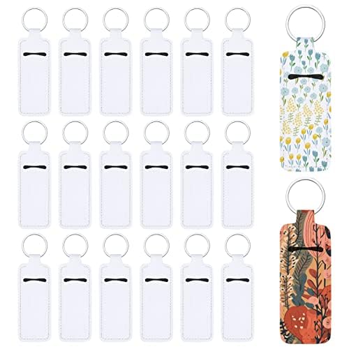 Valyria Sublimation Blanks - 20-Piece White Rectangle Chapstick & Lipstick Holder Keychains - Bulk Keychain Accessories for Cosmetics - Perfect for Gifts, Promotions & Personal Use