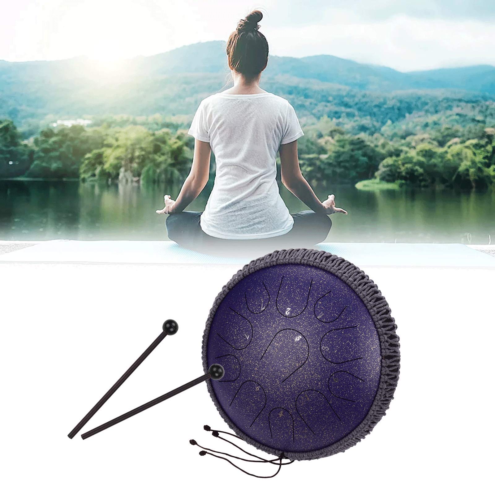 11 Notes 12 Inches Steel Tongue Drum - C Key Handpan Percussion Instrument for Meditation, Yoga & Music Therapy | Includes Drumsticks, Travel Bag & Bracket | Perfect for Beginners, Therapists & Travel Musicians