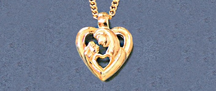 14K White Gold or Yellow Gold Light Madonna Puffy Heart Pendant Necklace | Sterling Silver Chain | Handmade in USA | Perfect for Valentine's Day Gifts & Anniversary Presents