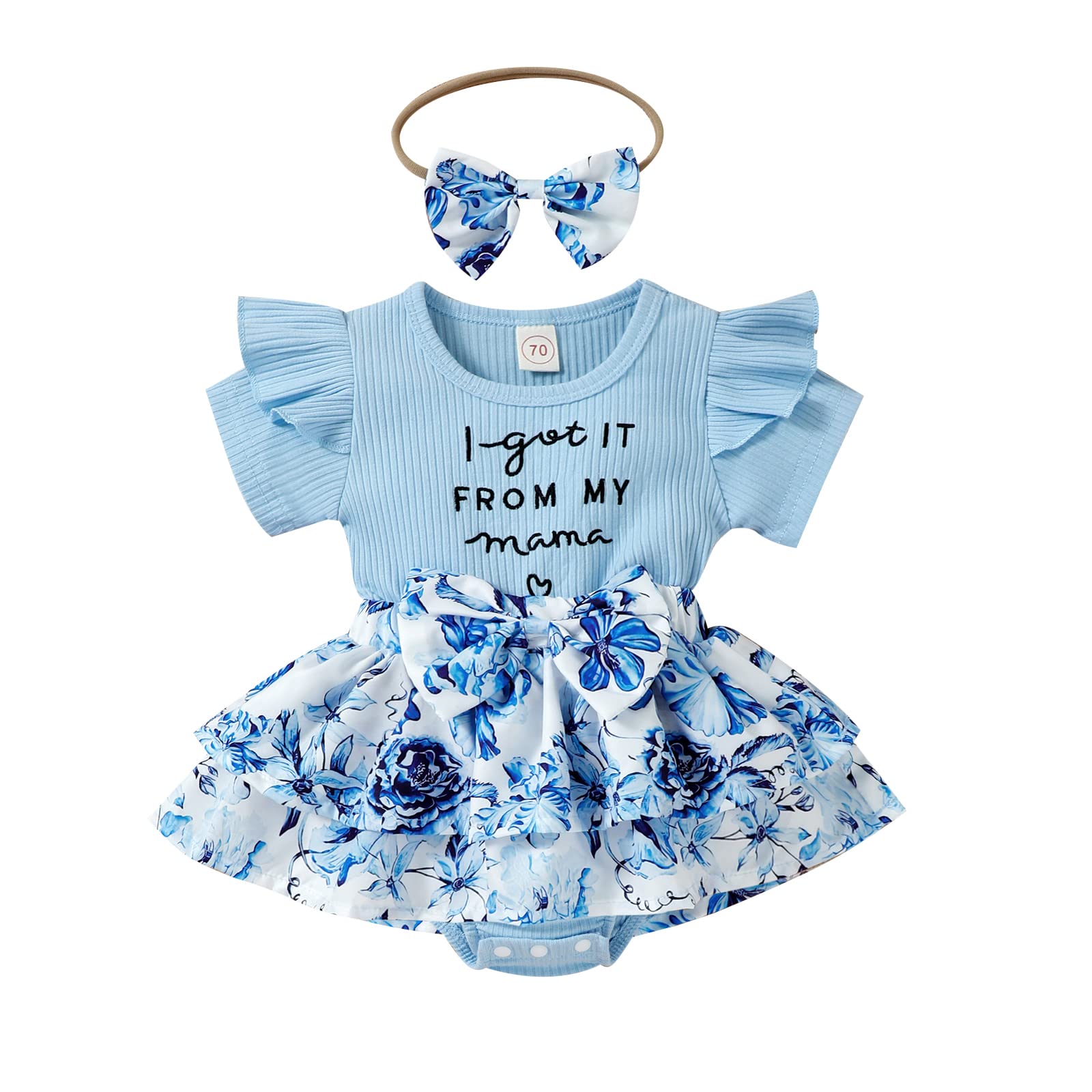 Baby Girl Floral Romper Dress - Newborn Onesie with Ruffle Short Sleeve & Tutu Bodysuit - Toddler Summer Outfit - Perfect for Photoshoots, Parties & Playdates