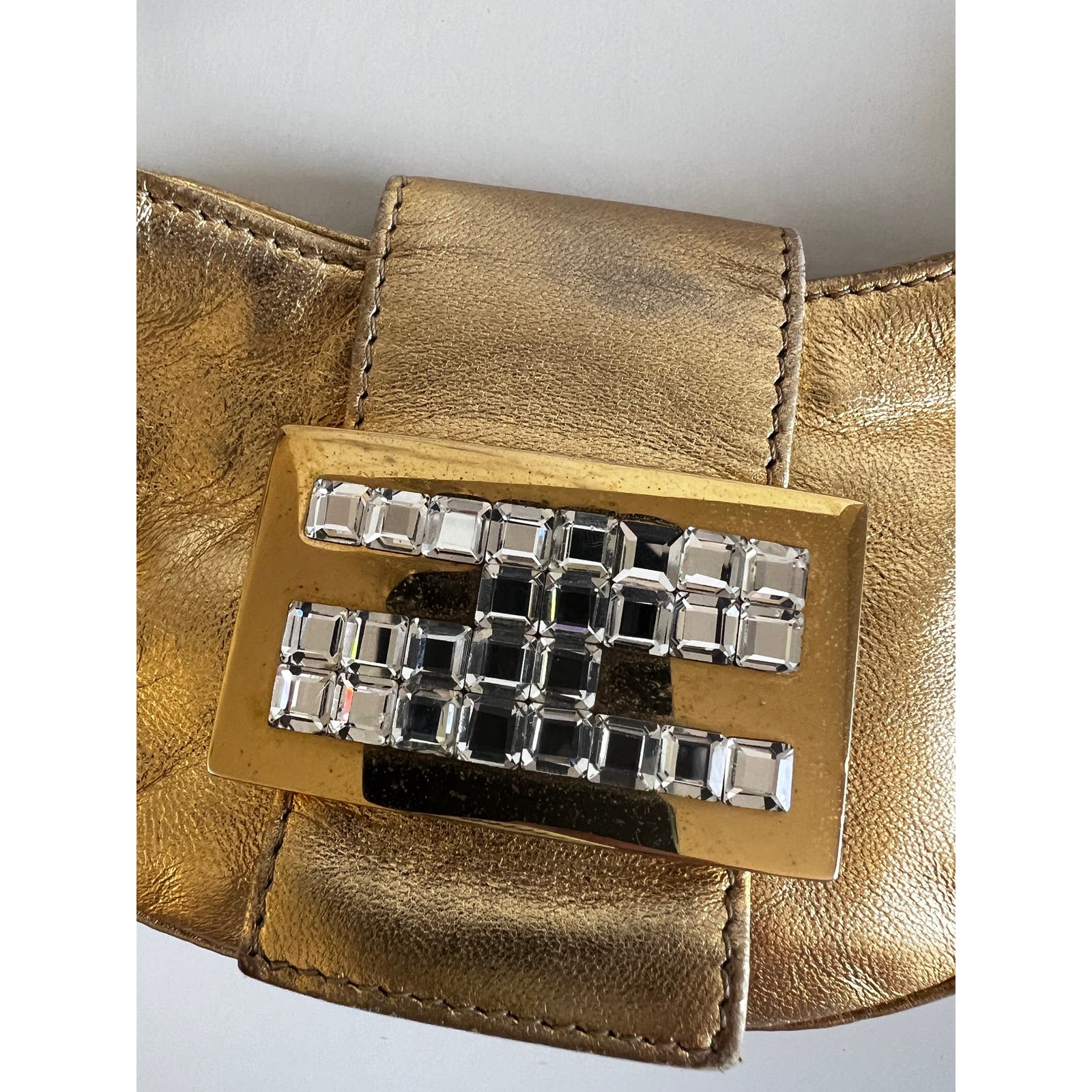 Vintage Fendi Gold Rhinestone Croissant Bag - Luxury Shoulder Purse for Women, Evening Party & Special Occasions