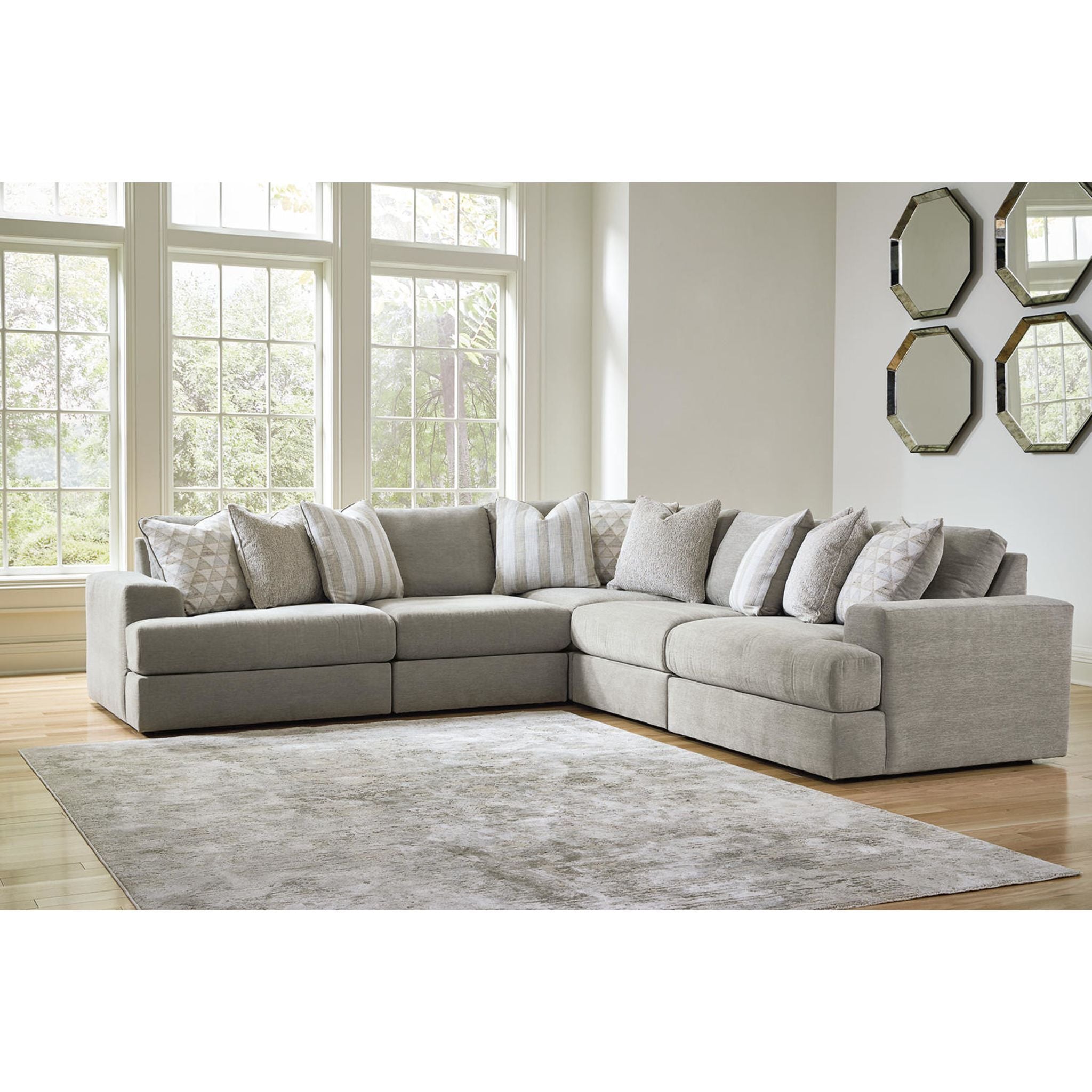 Avaliyah 5-Piece Modular Sectional Sofa Set with Reversible Chaise - Modern L-Shaped Couch for Living Room, Family Room & Home Theater