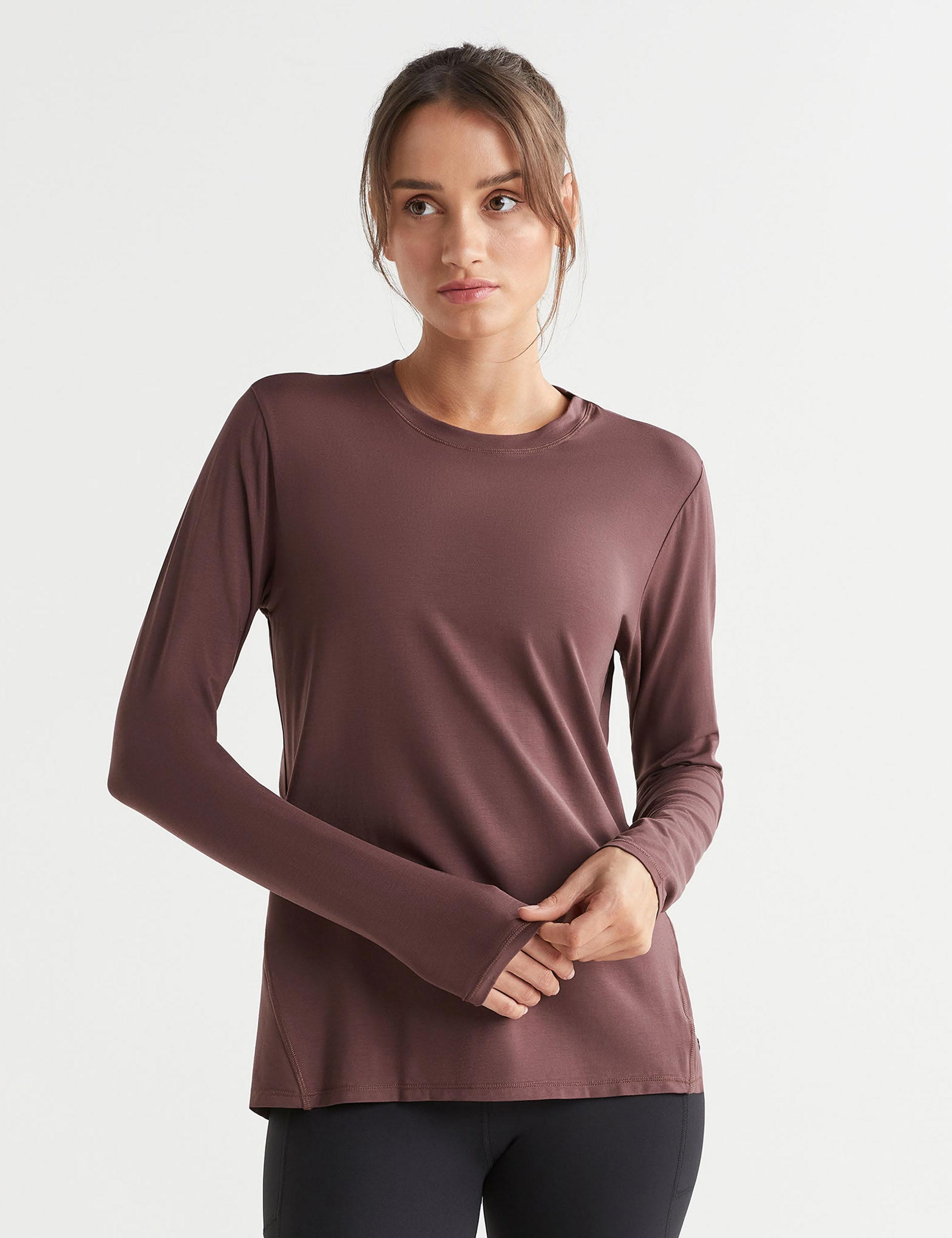 Kendall Women's Long Sleeve T-Shirt Burgundy - Soft Casual Blouse for Work, Date Night & Everyday Wear