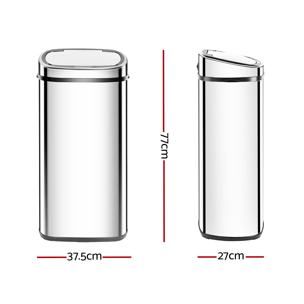 68L Stainless Steel Motion Sensor Trash Can - Automatic Touchless Kitchen & Office Waste Bin with Lid, Hands-Free Garbage Disposal for Home, Bathroom, Restaurant
