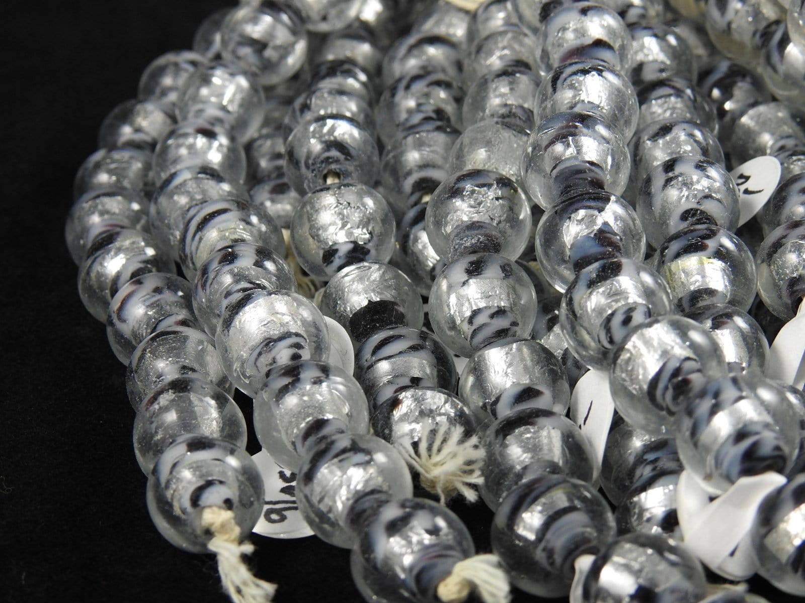 Clear, Silver, Black Glass Bead Strand for Jewelry Making, DIY Crafts, Necklace & Bracelet Design - Perfect for Beading, Home Decor, and Gift Giving