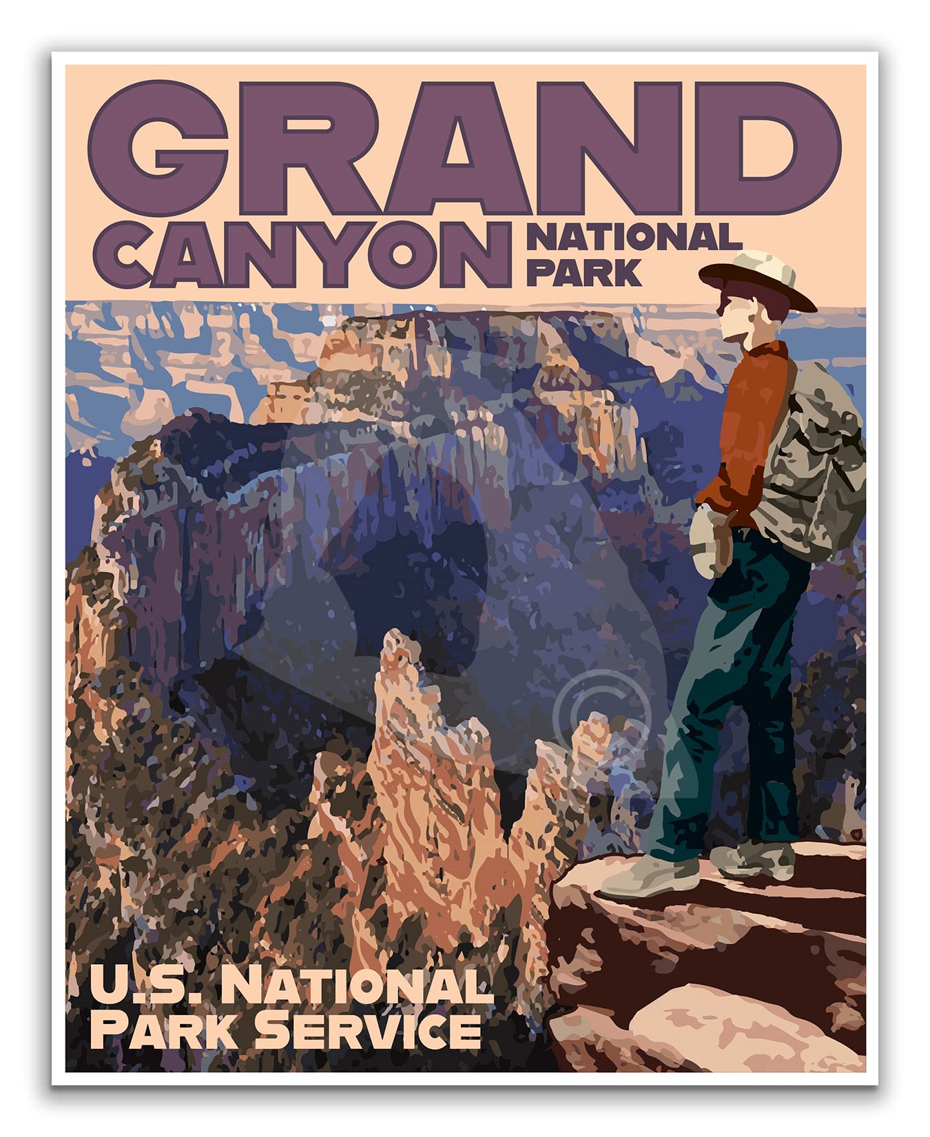 Vintage Grand Canyon National Park Travel Poster - Cowboy Art Print on Canvas (16x20 Inches) - Perfect for Western Home Decor, Office Wall Art & Gift for Nature Lovers