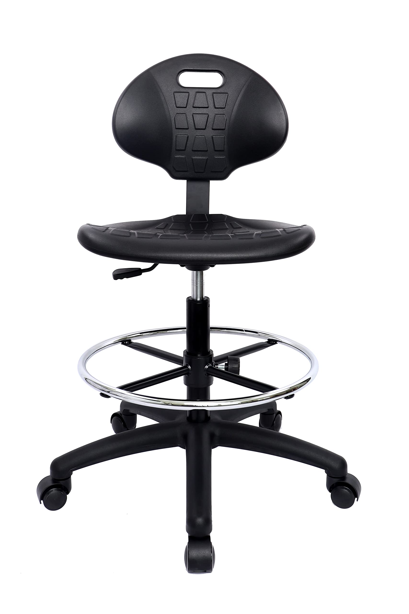 Ergonomic Polyurethane Drafting Stool with Self-Braking Casters - Adjustable Height 23