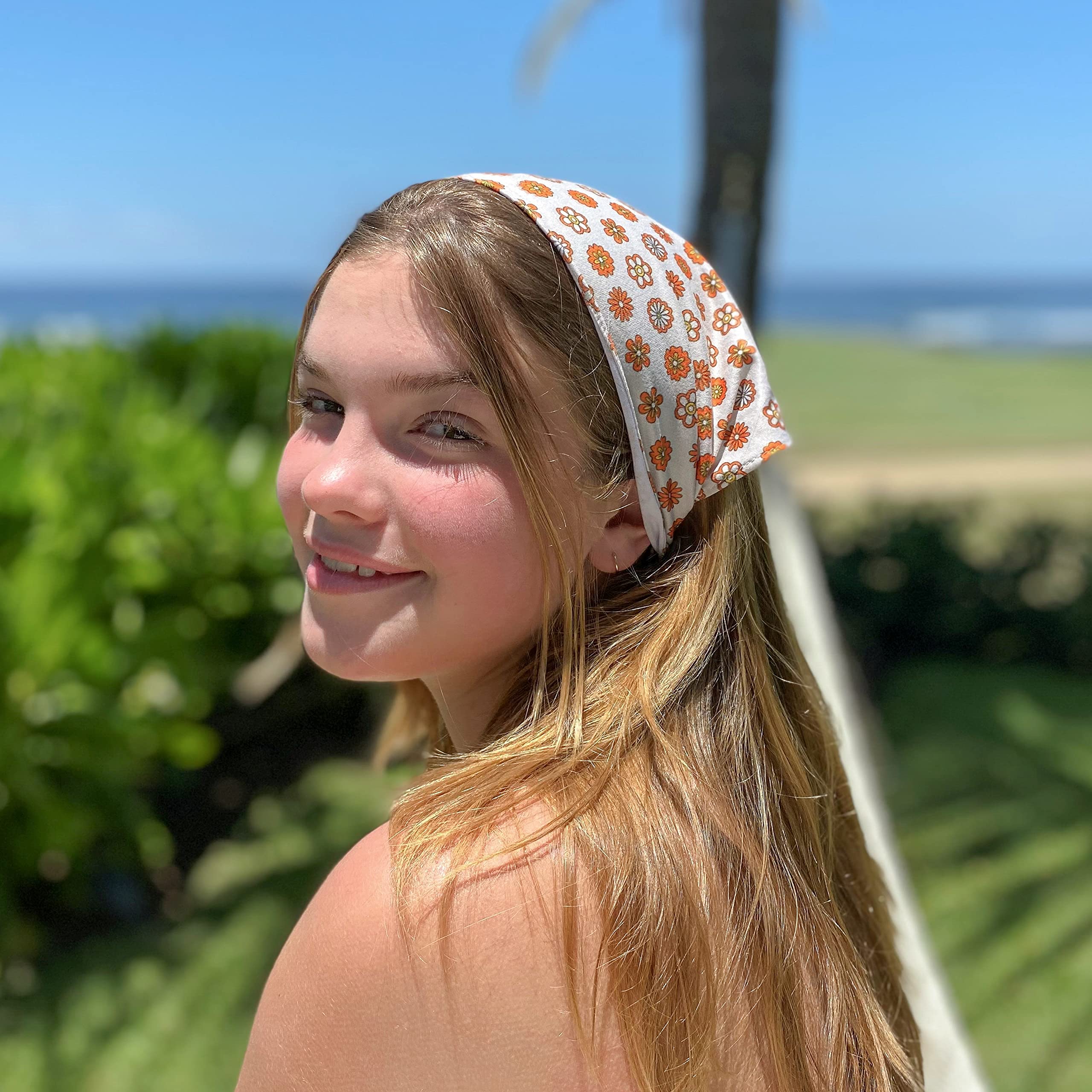 FROG SAC & Mia Talerico Floral Headbands for Girls and Women - Boho Scarf Bandanas, Kerchief Hair Accessories Pack for Teens - Perfect for Parties, Festivals, and Everyday Fashion