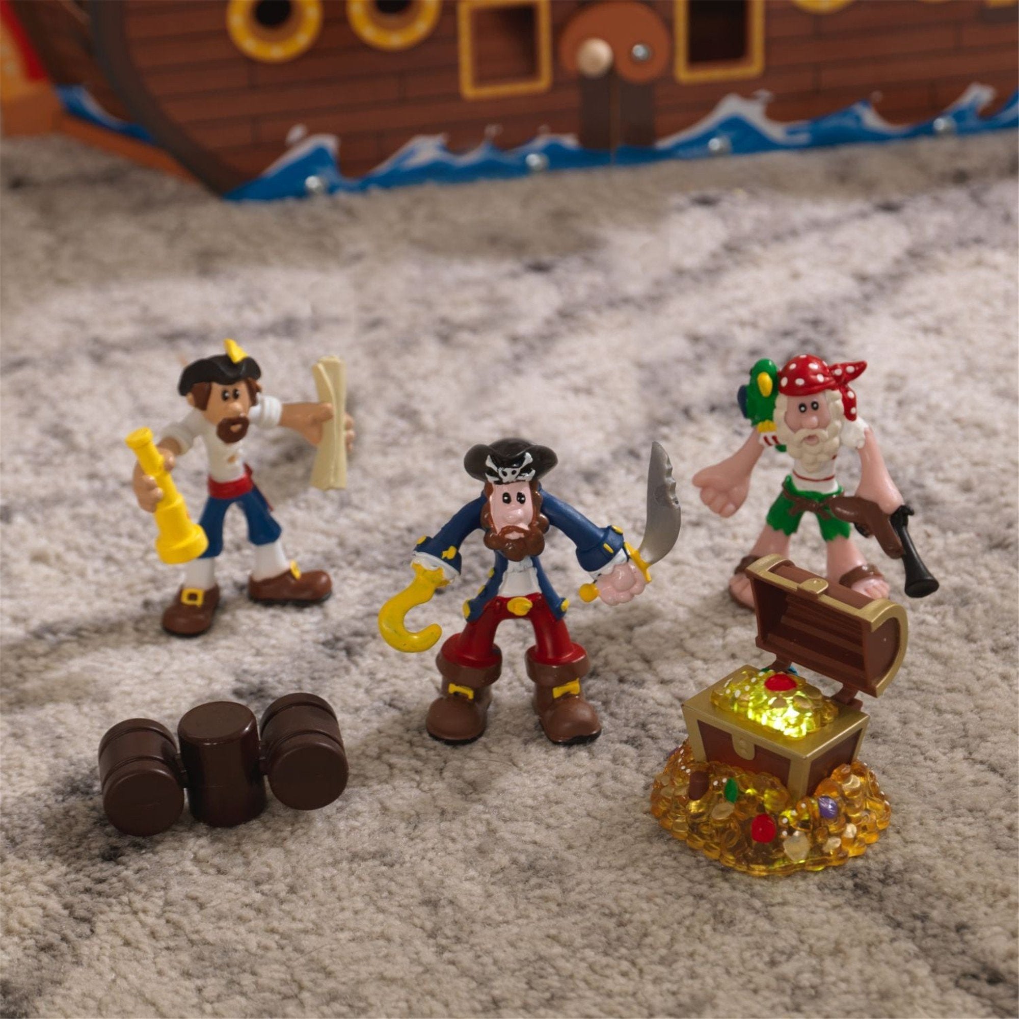 KidKraft Adventure Bound Pirate Ship Toy - Wooden Pirate Ship Playset for Kids with 2 Figures & Accessories - Perfect for Imaginative Play, Birthday Gifts & Indoor/Outdoor Playtime