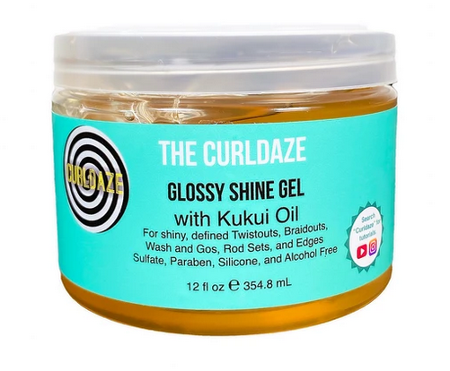 Curldaze Glossy Shine Hair Gel with Kukui Oil - Hydrating Styling for Curly & Wavy Hair - Perfect for Daily Use & Special Occasions