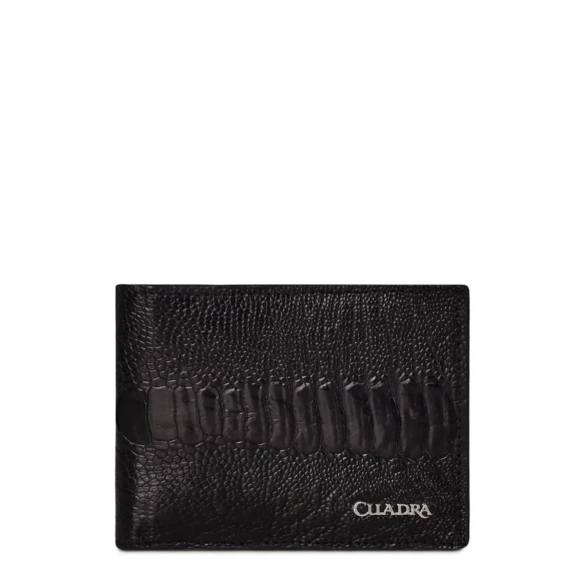 Premium Cuadra Black Classic Ostrich Leg Bifold Wallet for Men - Genuine Leather Luxury Wallet for Business & Everyday Use