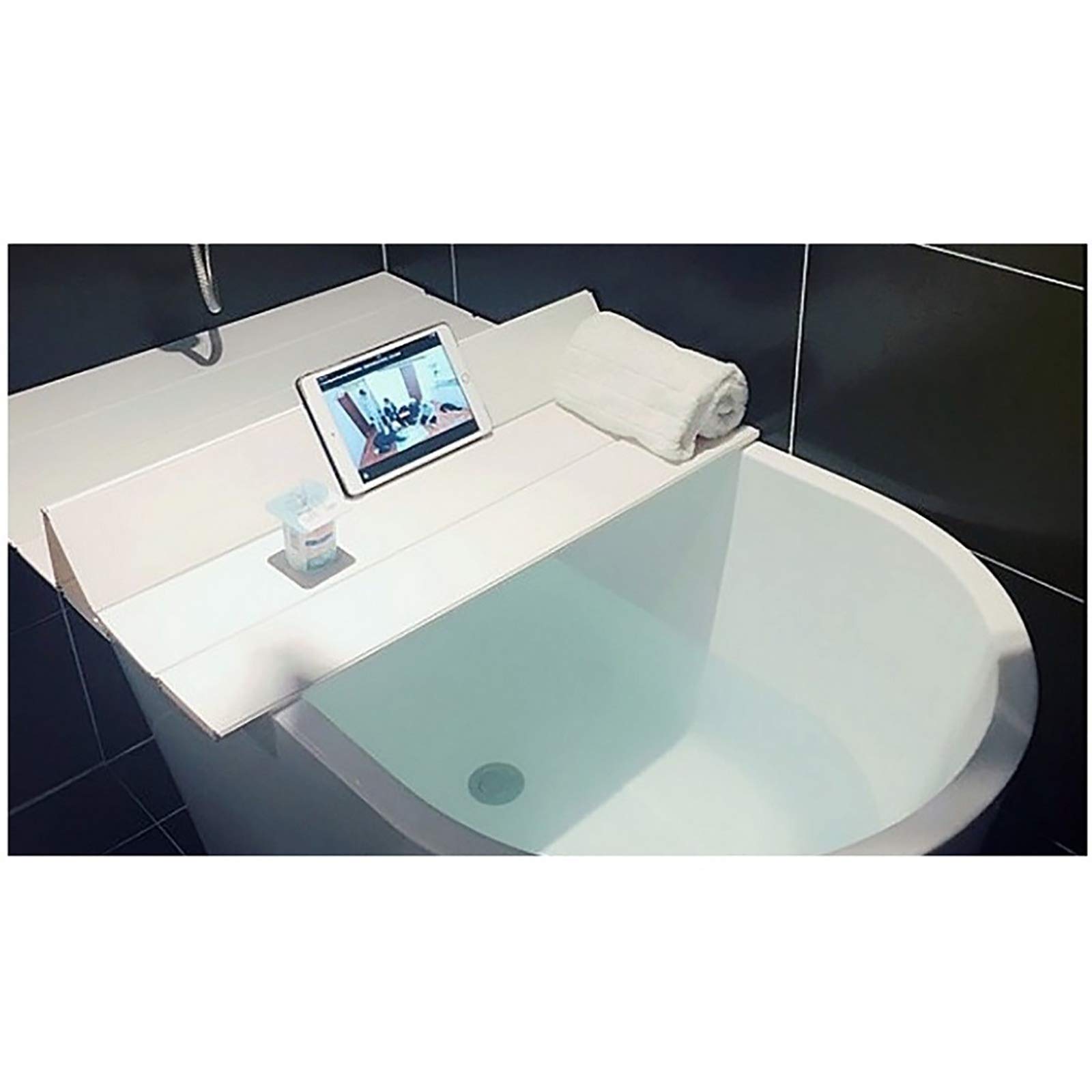 Premium White PVC Bathtub Tray Cover - 153×80×0.6cm Foldable Dustproof Bath Lid & Insulation Board | Perfect for Spa Relaxation, Bath Storage & Home Hygiene Protection