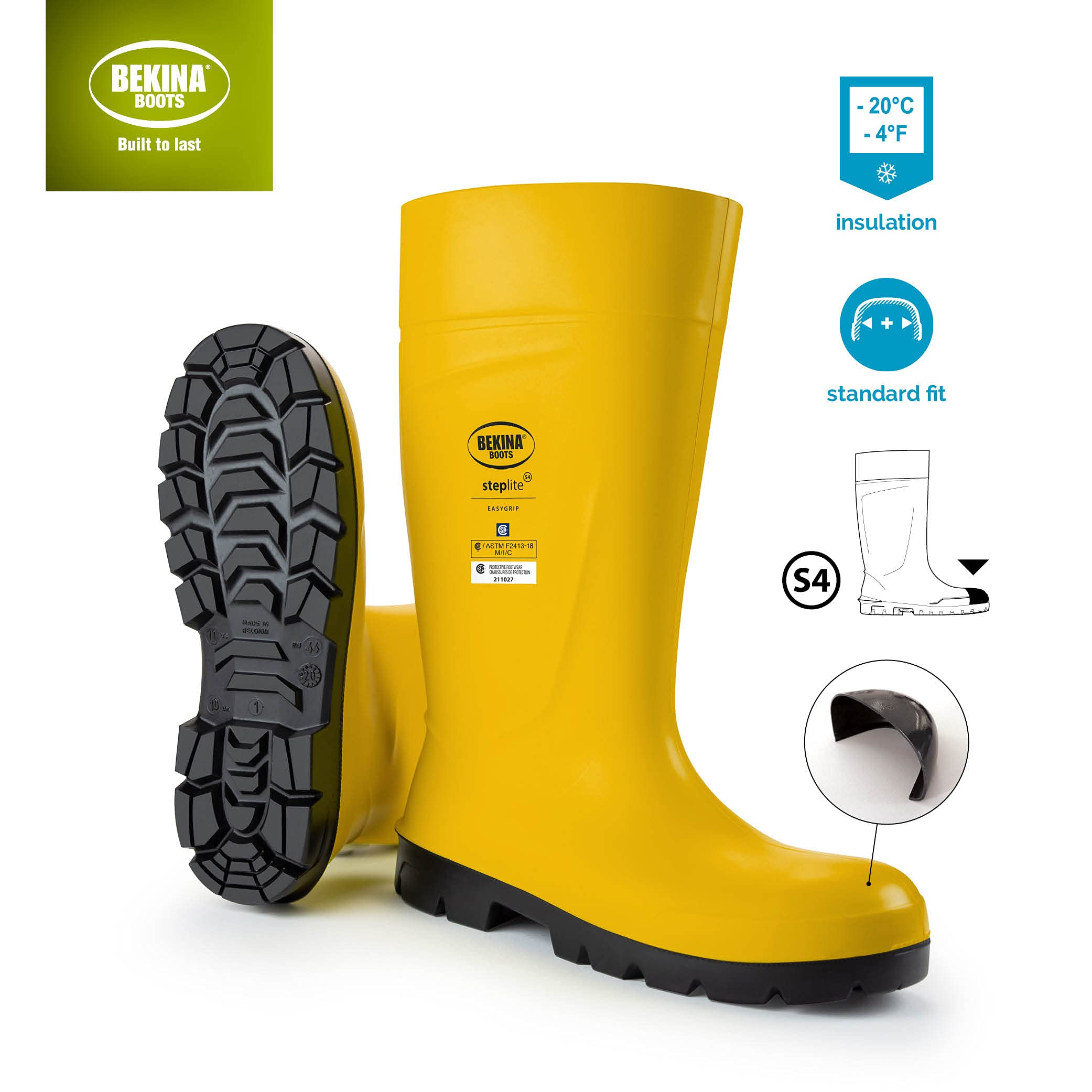 Bekina Steplite EasyGrip S4 Safety Toe Wellington Boots for Men & Women - Lightweight Waterproof Work Boots with Steel Toe & SRC Certified Slip-Resistant Sole | Ideal for Construction, Farming, Gardening & Outdoor Work
