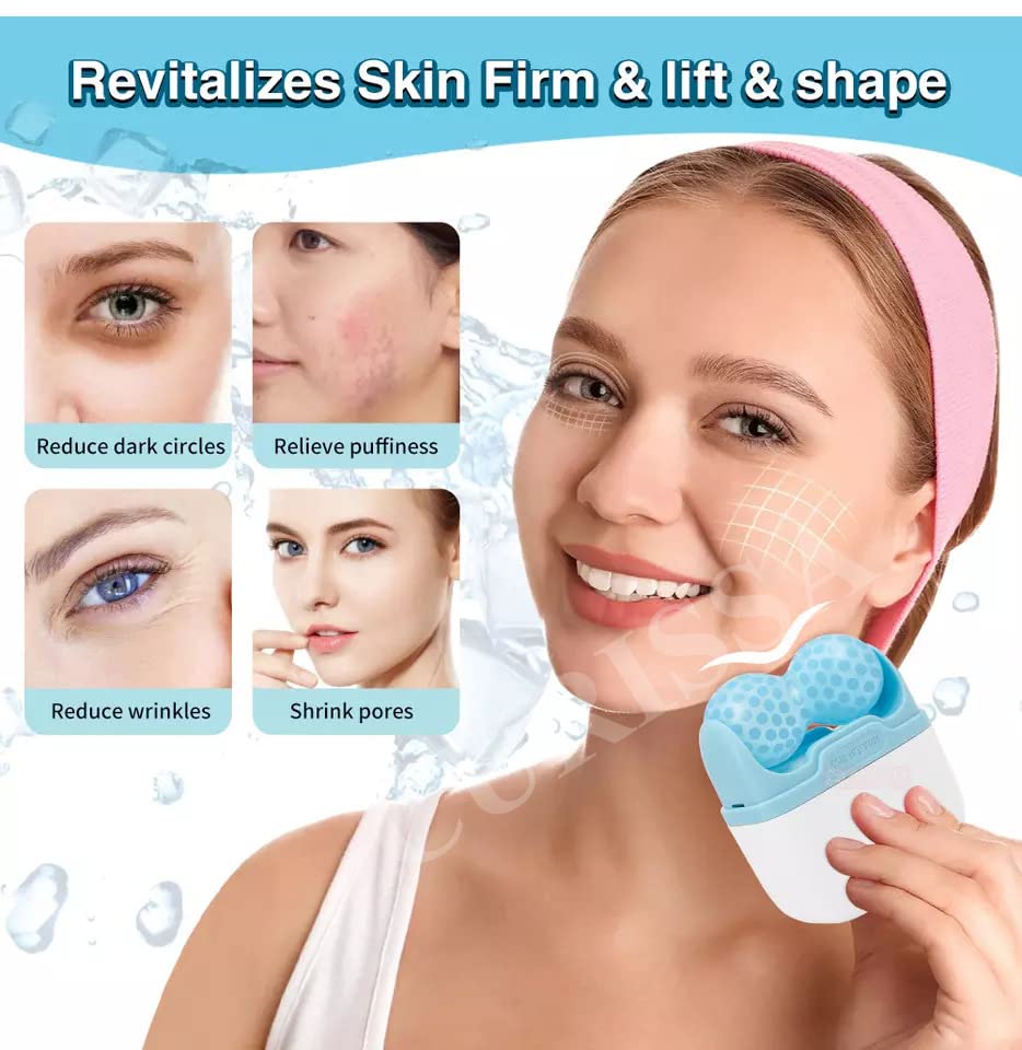 **CURISSA Ice Roller for Face & Eyes – Cooling Facial Massager for Puffiness Relief, Dark Circles & Skin Tightening – Reusable Ice Face Roller for Home Spa & Skincare (Blue)**    *Perfect for post-workout recovery, morning depuffing, or soothing sunburns – a must-have for glowing skin!*
