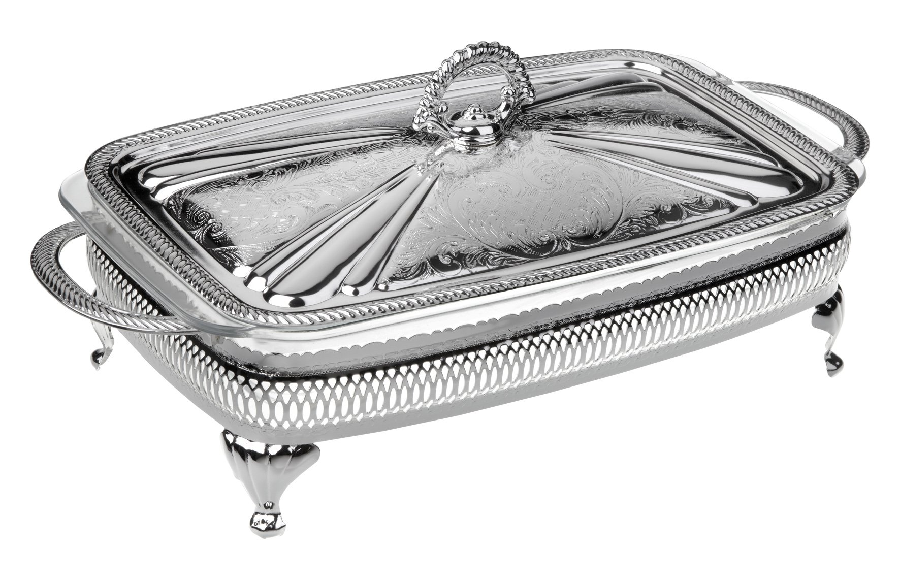 Elegant Silver Plated Casserole Dish with Serving Frame - Perfect for Holiday Dinners, Buffets & Special Occasions