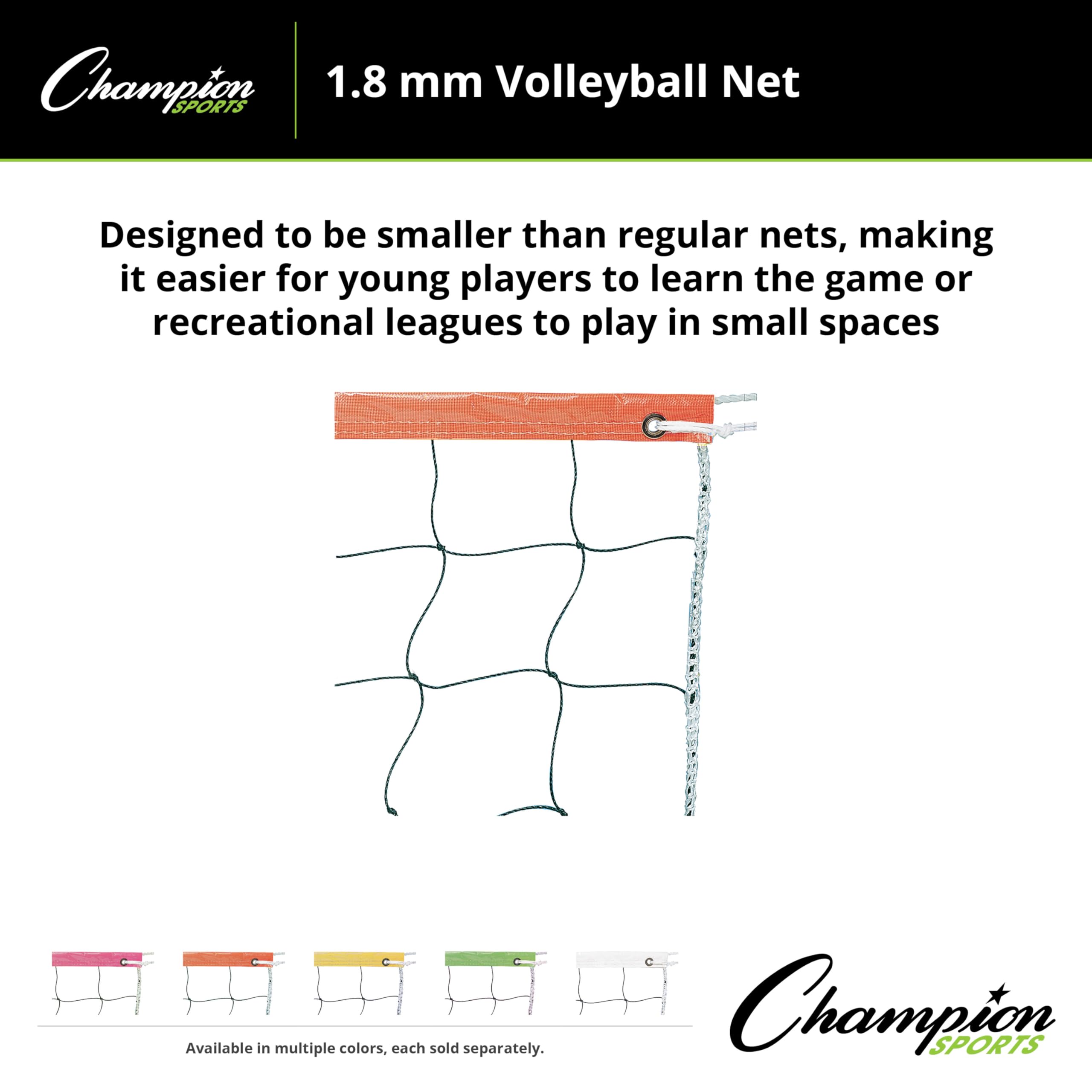 Champion Sports Vinyl Volleyball Nets - Durable Outdoor & Indoor Volleyball Net for Beach, Court & Backyard Games - Multiple Styles & Sizes Available