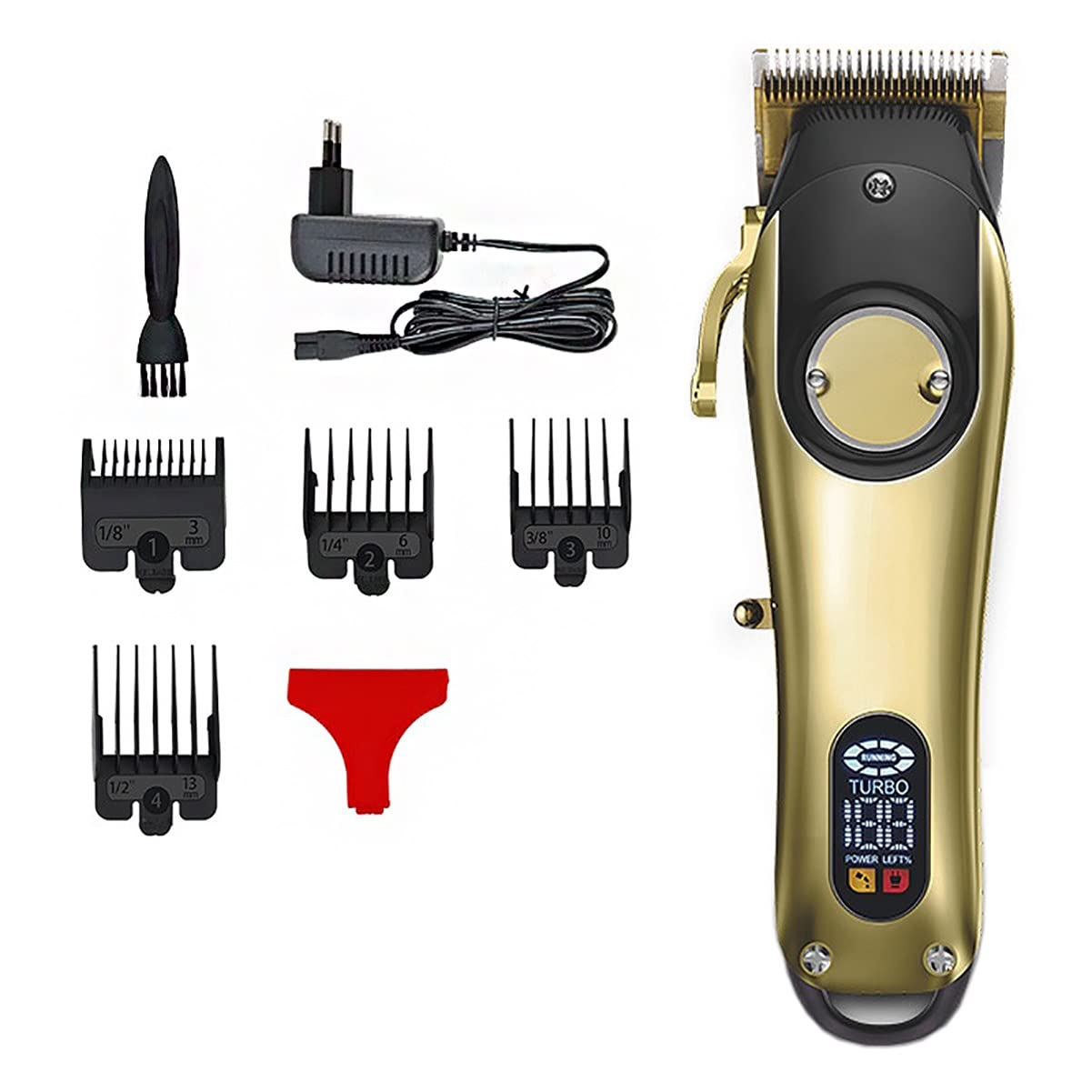 Professional Barber Scissors & Rechargeable Hair Clippers for Men - Digital Display Adjustable Hair Trimmer, Powerful Electric Haircut Machine (Gold) - Perfect for Home Haircuts, Salon Styling & Beard Grooming