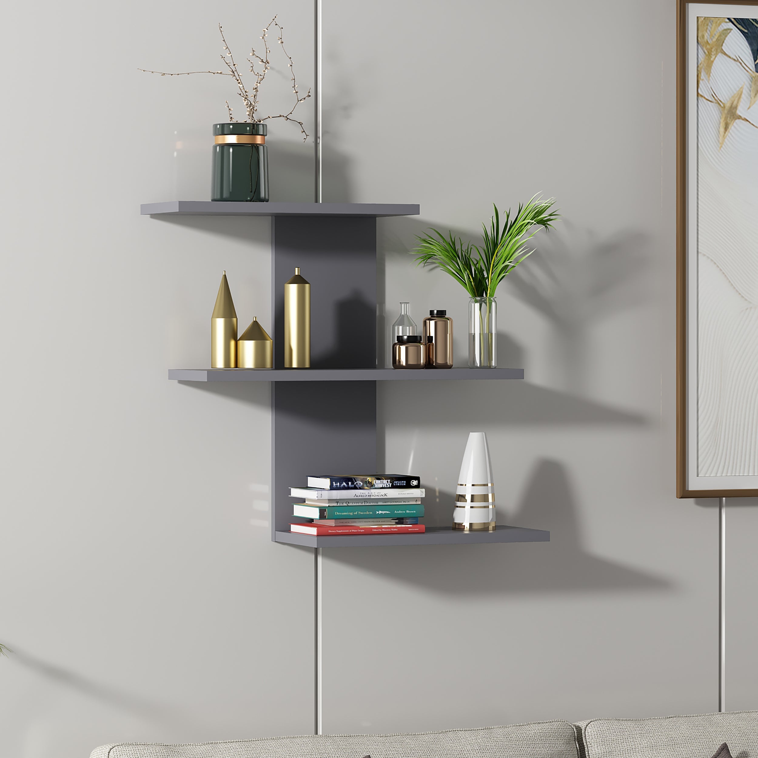 Floating Wall Shelf - Modern Wooden Wall Mounted Shelf for Home Decor, Office, Bathroom & Living Room Storage | Easy to Install & Space-Saving Design