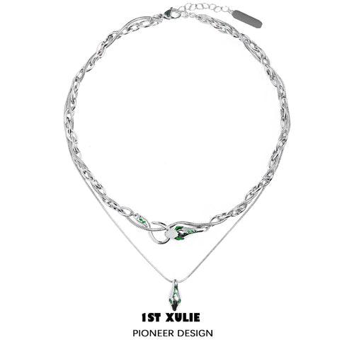 Slytherin House 18k Gold Plated Stacked Necklace Set - Harry Potter Inspired Jewelry for Women, Gifts for Fans - Perfect for Cosplay, Daily Wear & Special Occasions