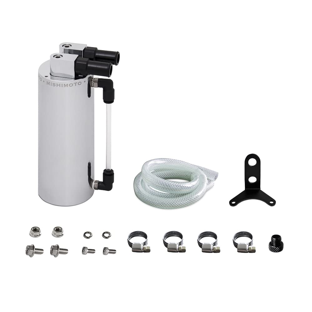 Mishimoto MMOCC-SA Small Aluminum Oil Catch Can - High-Performance Engine Protection for Cars, Trucks & SUVs - Reduces Blow-by & Extends Engine Life