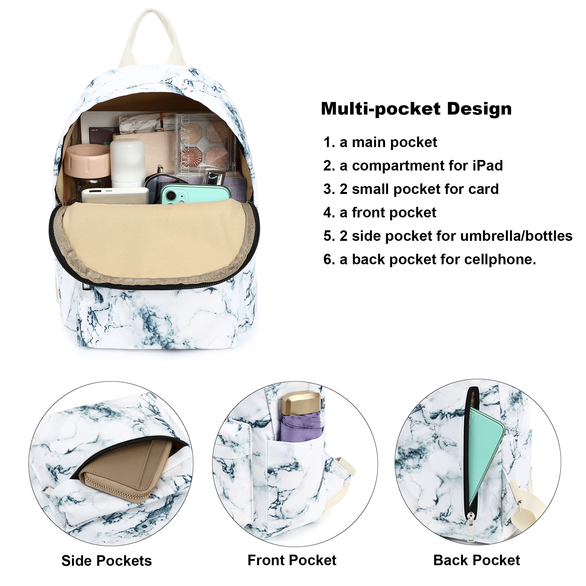 Stylish Mini Backpack for Women & Girls - Small Cute Backpack Purse for Teens, Kids School, Travel & Daily Use (Marble Pattern) - Perfect for School, Shopping, Outings & Weekend Adventures