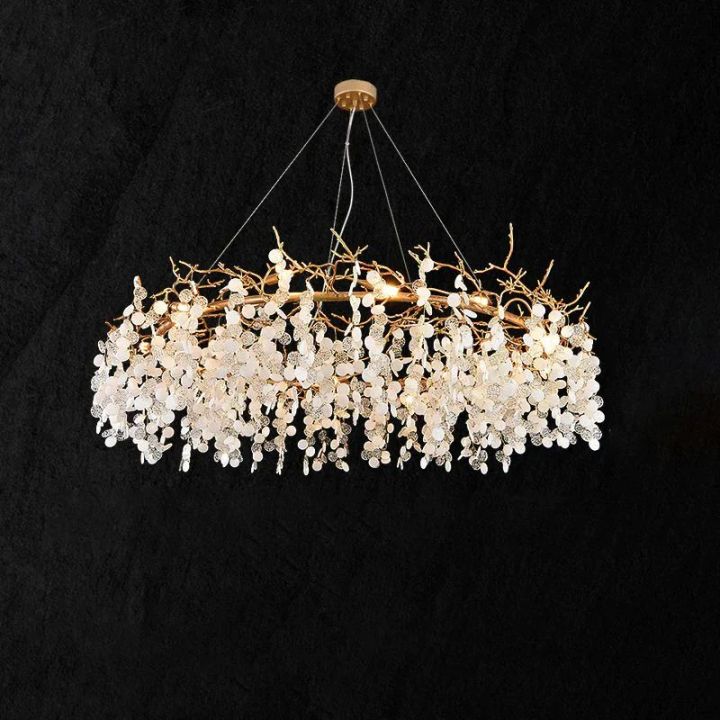 Donna Round Circle Fortune Tree Round Branch Chandelier - Elegant Boho Ceiling Light for Living Room, Bedroom & Dining Room Decor