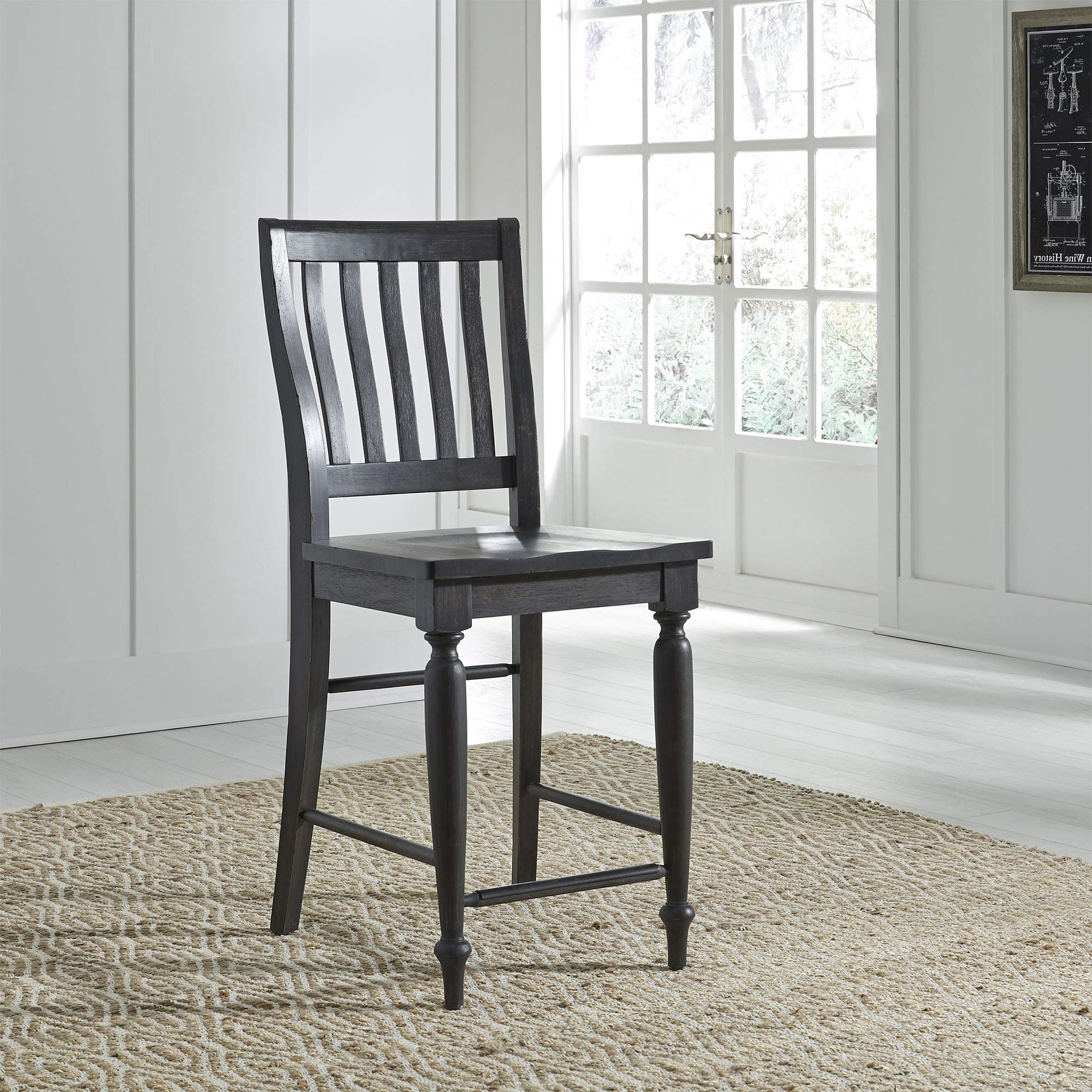 Liberty Furniture Industries Slat Back Counter Chair (RTA) - Modern Bar Stool for Kitchen Island, Breakfast Nook & Home Bar - Ready-to-Assemble Dining Chair