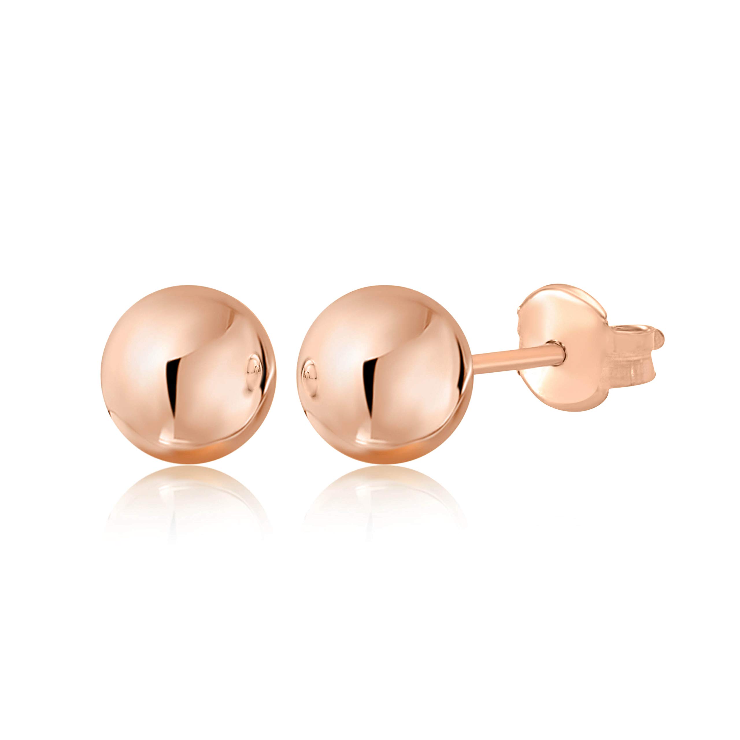 10K & 14K Gold Ball Stud Earrings for Women - Hypoallergenic Nickel Free Jewelry in White, Yellow & Rose Gold (5mm-12mm) | Perfect for Everyday Wear, Gifts & Special Occasions