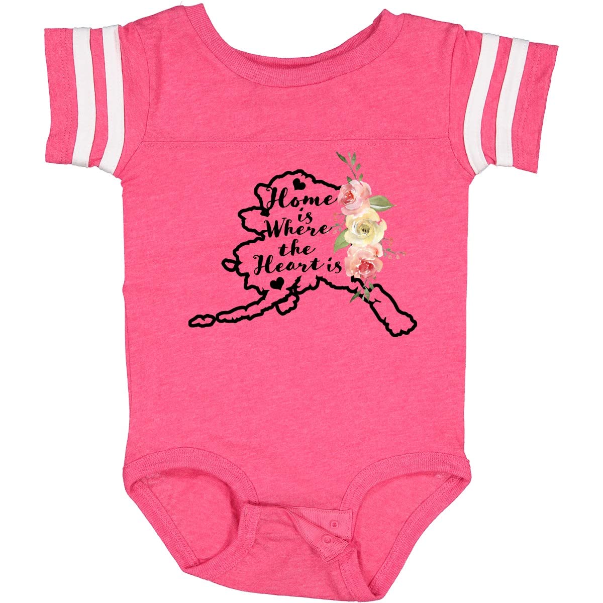 Inktastic Alaska Home is Where The Heart is Watercolor Floral Baby Bodysuit - Soft Cotton Onesie for Newborns & Infants - Perfect for Family Photos, Holidays & Everyday Wear