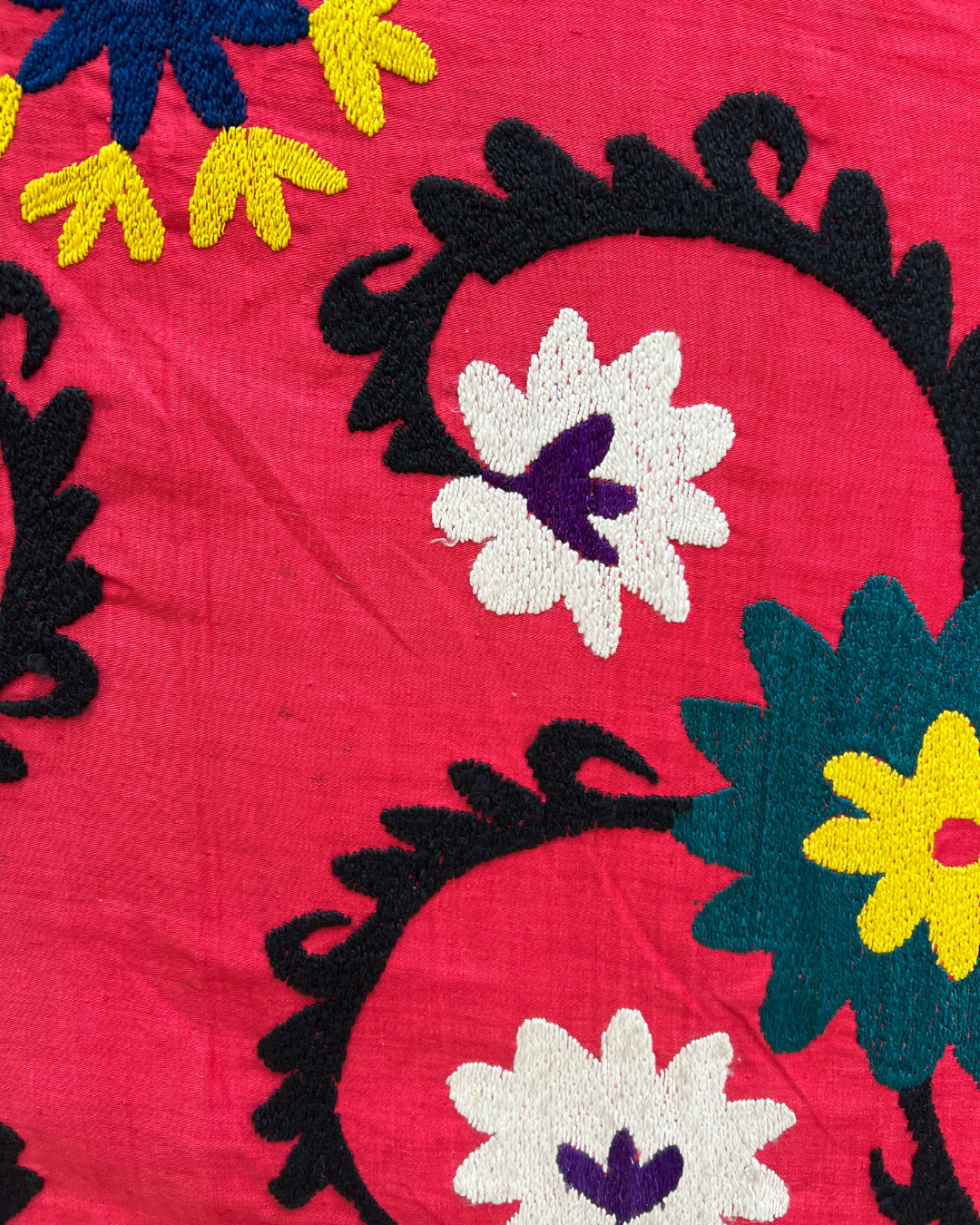 Extra Large Suzani 025 - Handmade Cotton Embroidered Boho Throw Blanket - Perfect for Bohemian Home Decor, Bedroom Accent & Cozy Living Room