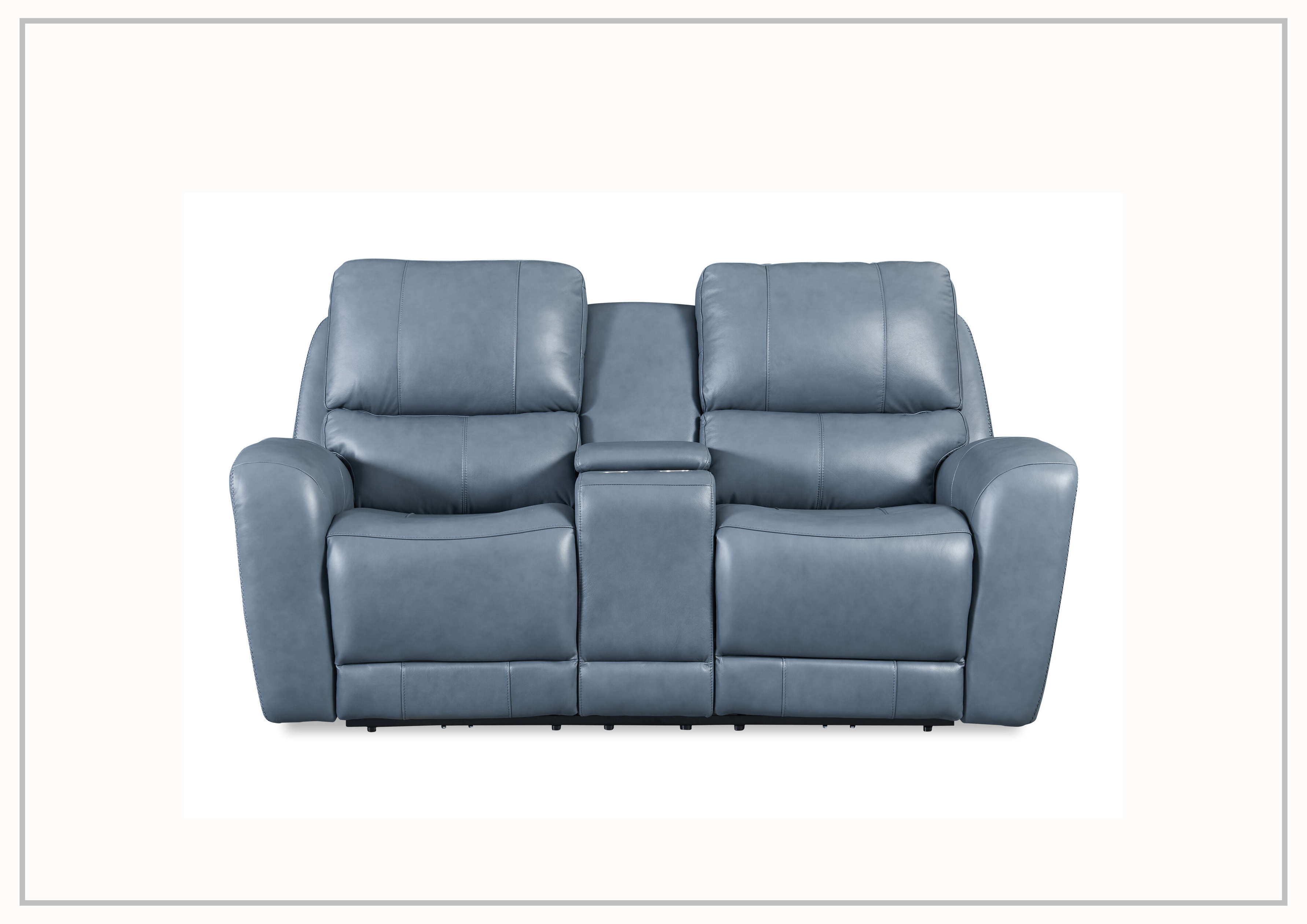 Gio Italia Home Bristol Power Reclining Leather Loveseat with Console in Blue - Modern Two-Seater Recliner Sofa for Living Room, Home Theater & Relaxation