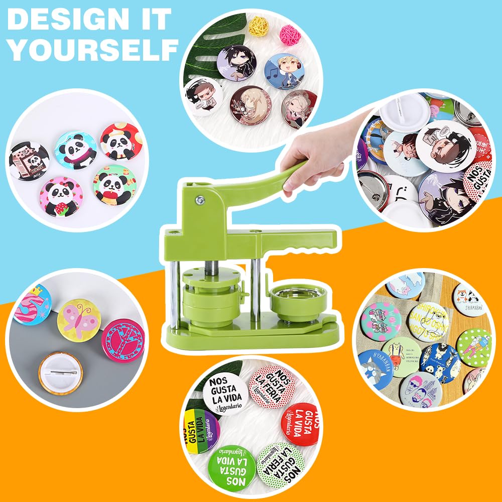 58mm (2.25 inch) DIY Button Maker Machine - No Installation Required, Includes 100pcs Button Supplies, Circle Cutter & Magic Book - Perfect for Custom Pins, Badges, Promotional Items & Craft Projects