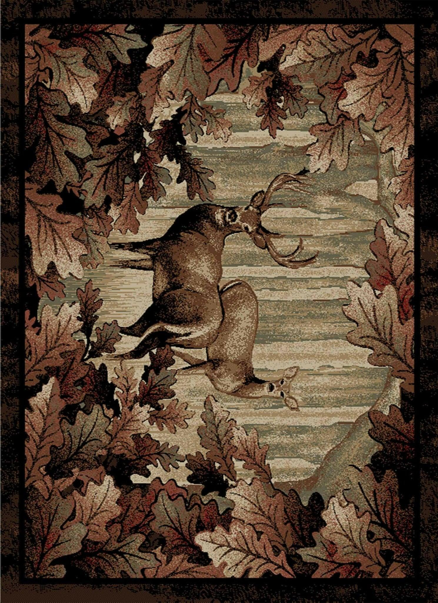 Mayberry Whitetail Woods 5' X 8' Deer Hunting Rug AD6868 - Perfect for Cabin, Lodge, or Man Cave Decor