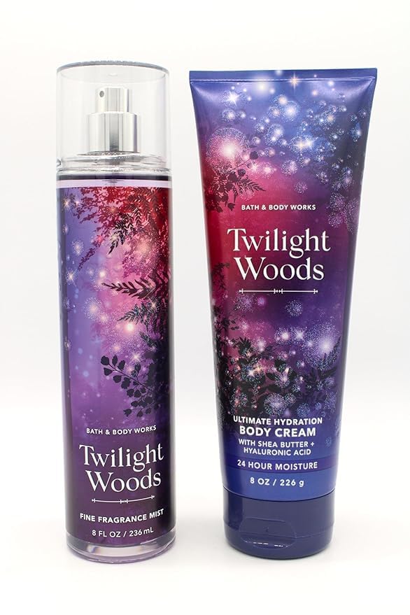Twilight Woods Fragrance Mist & Body Cream Set - Bath & Body Works Scented Moisturizing Lotion & Spray for Women - Perfect for Daily Use, Gifts & Relaxation