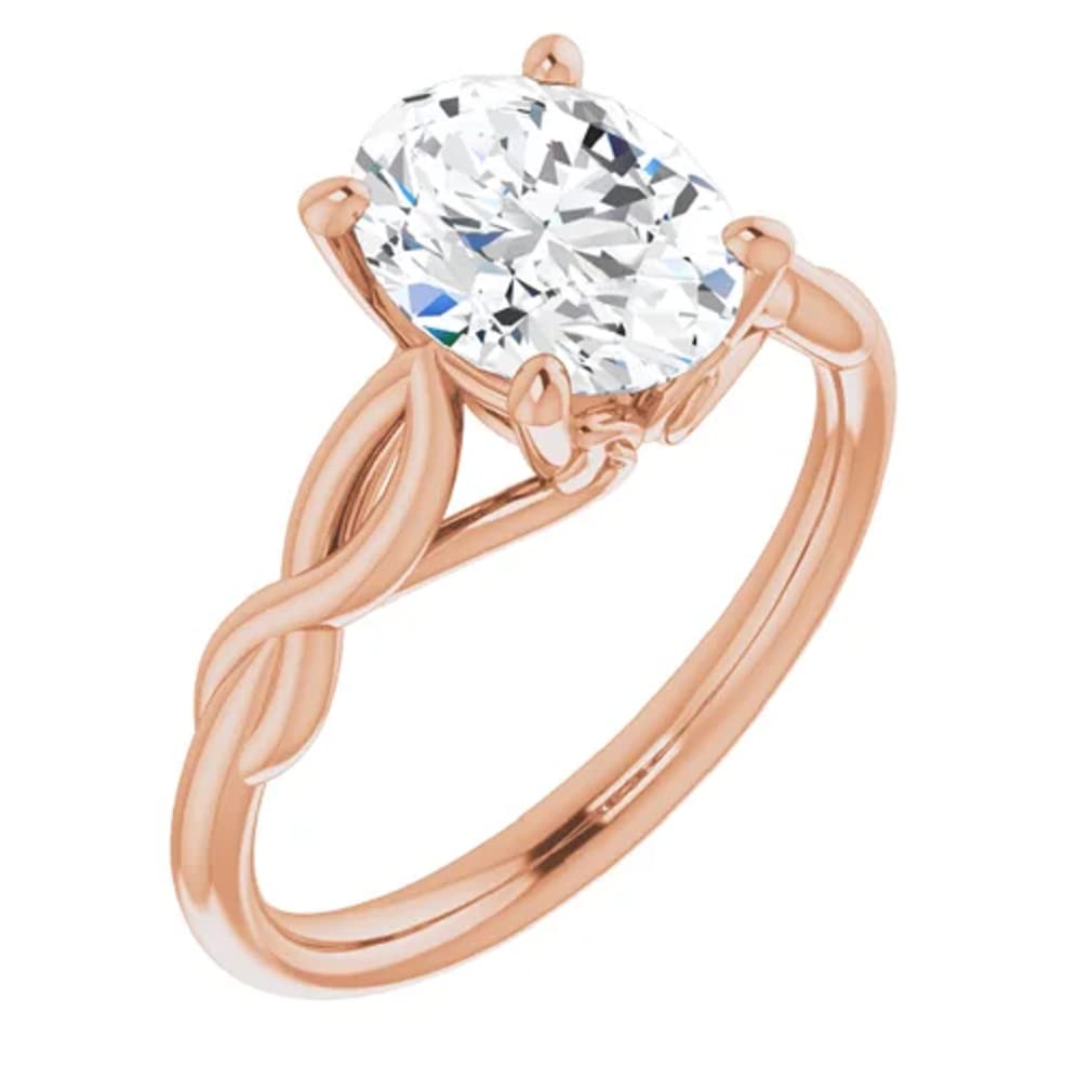 10K Solid Rose Gold Handmade Engagement Ring - 1 CT Oval Cut Moissanite Diamond Solitaire Wedding Band for Women - Perfect for Proposals, Anniversaries & Bridal Jewelry Gifts